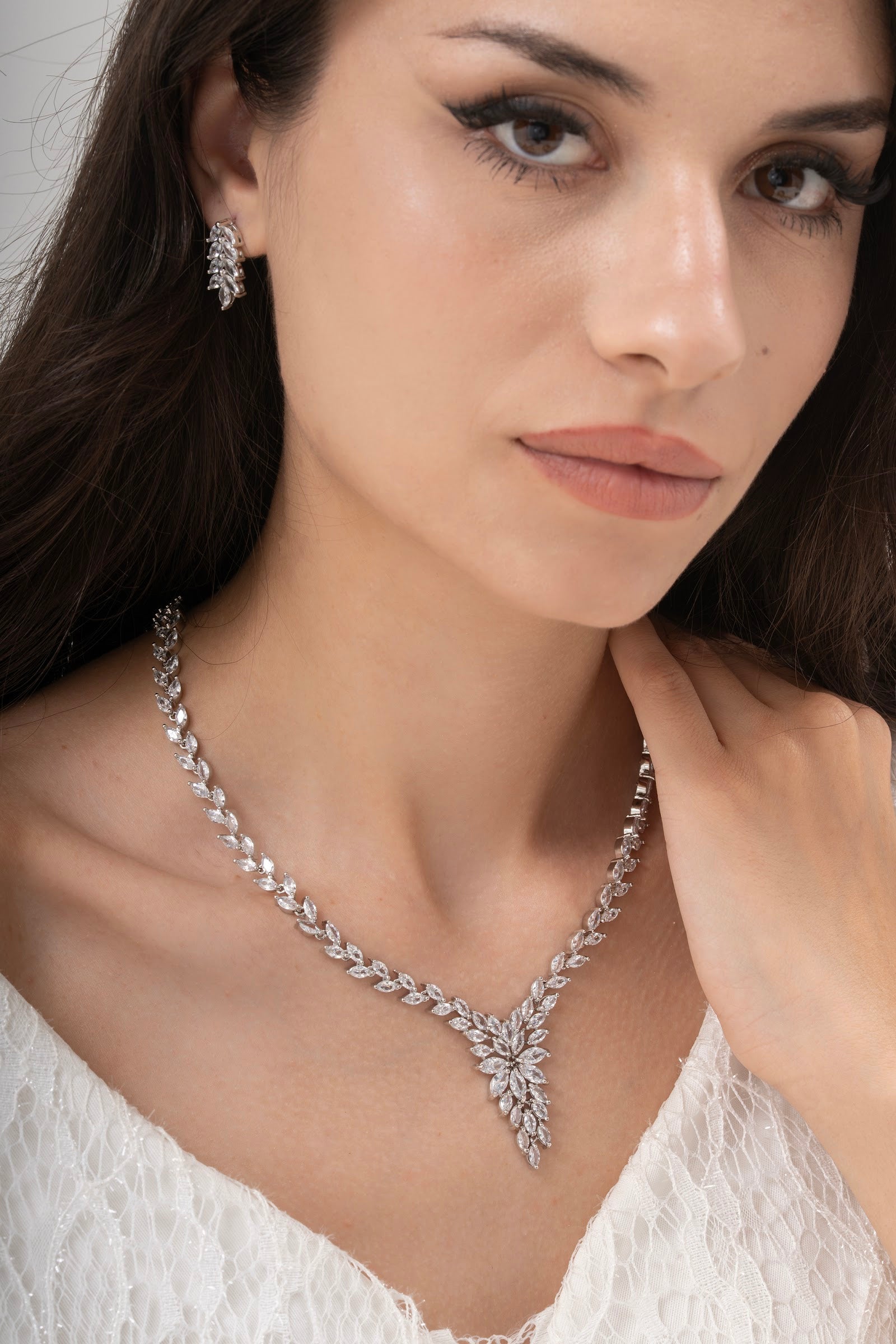 MİREL 7081 Zirkon Taşlı Gelin Seti Fashion Jewelry Set product photo 1