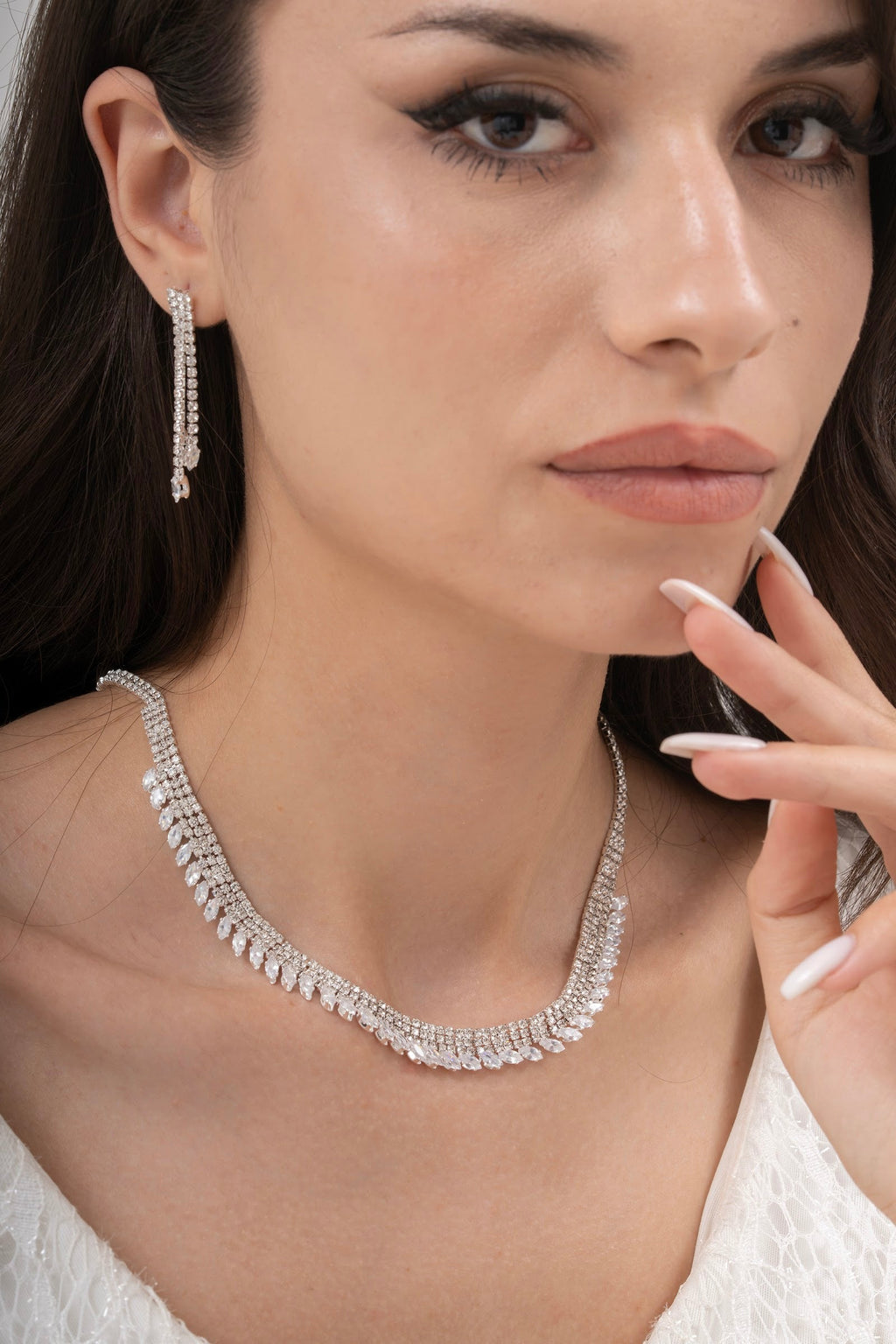 MİREL 7077 Zirkon Taşlı Gelin Seti Fashion Jewelry Set product photo 1