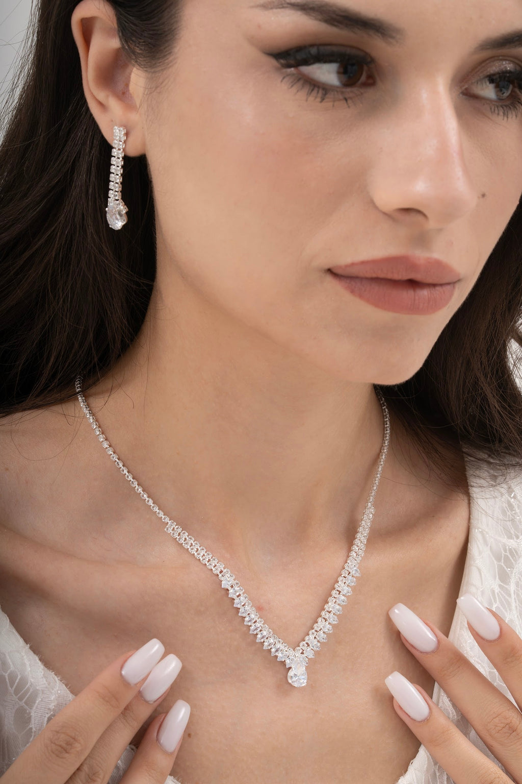 MİREL 7018 Zirkon Taşlı Gelin Seti Fashion Jewelry Set product photo 1