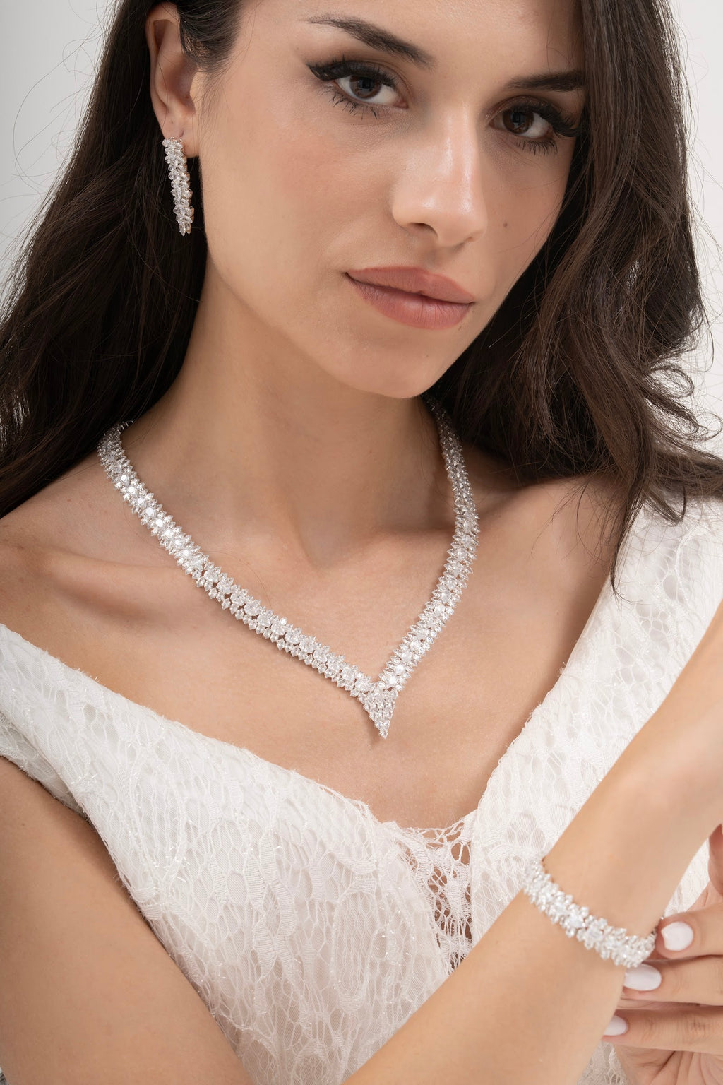 MİREL 7112 Zirkon Taşlı Gelin Seti Fashion Jewelry Set product photo 1