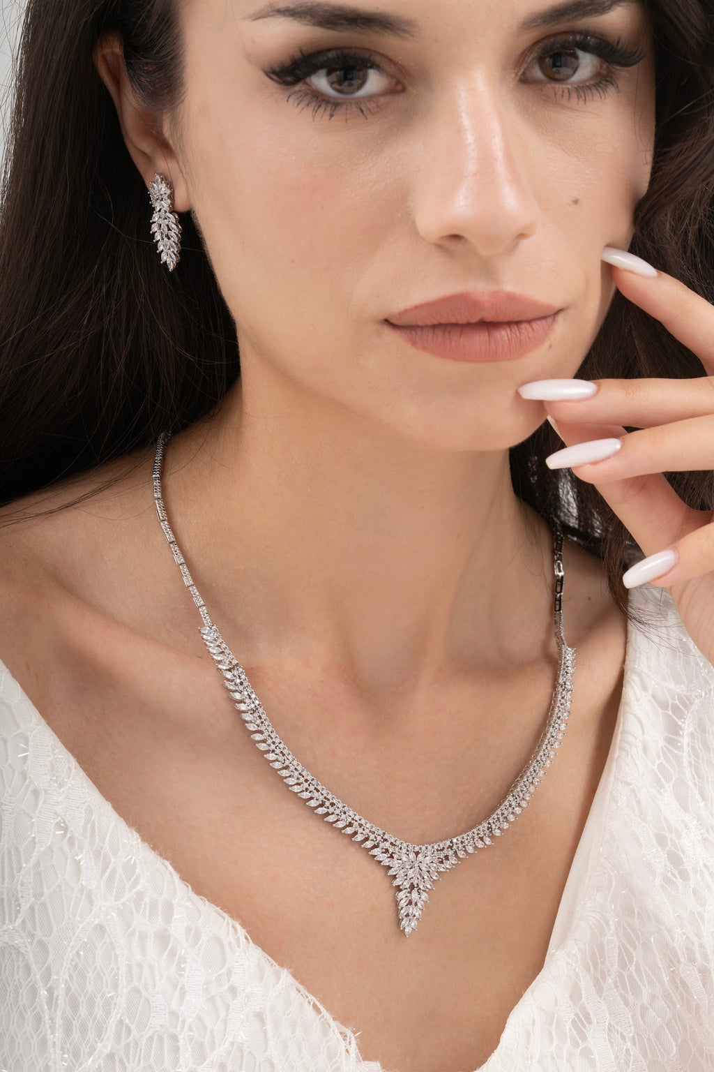 MİREL 7051 Zirkon Taşlı Gelin Seti Fashion Jewelry Set product photo 1