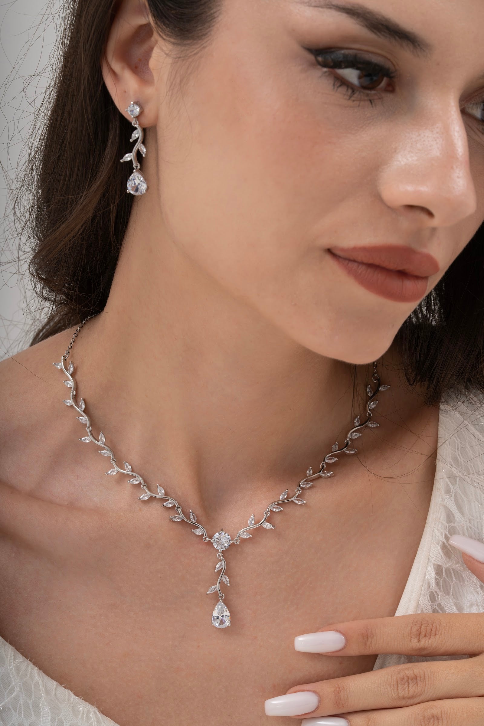 MİREL 7166 Zirkon Taşlı Gelin Seti Fashion Jewelry Set product photo 1