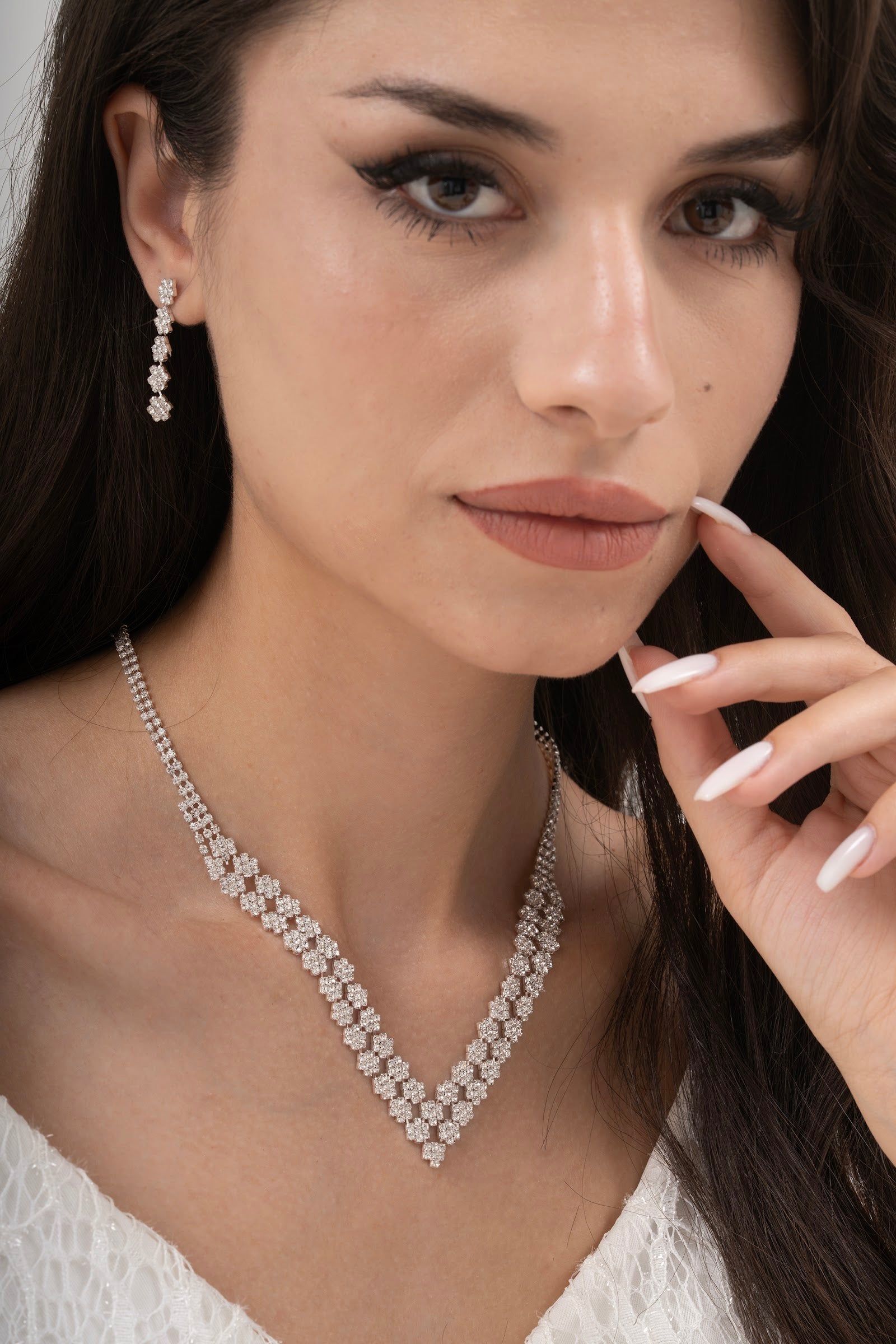 MİREL 7031 Zirkon Taşlı Gelin Seti Fashion Jewelry Set product photo 1