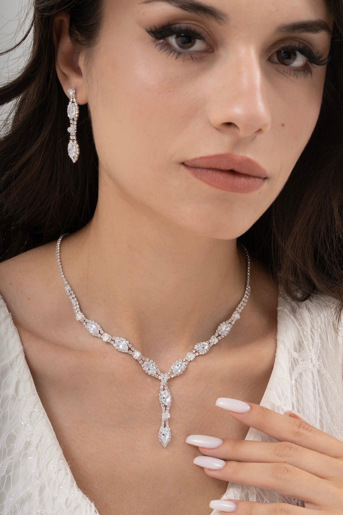 MİREL 7024 Zirkon Taşlı Gelin Seti Fashion Jewelry Set product photo 1