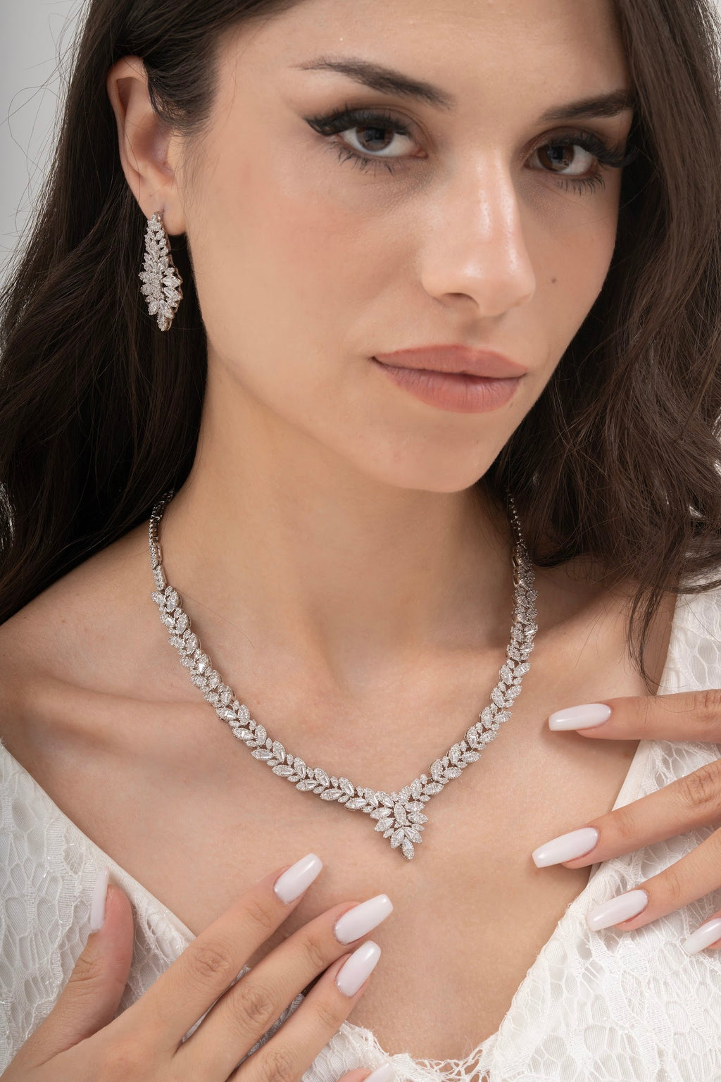 MİREL 7115 Zirkon Taşlı Gelin Seti Fashion Jewelry Set product photo 1