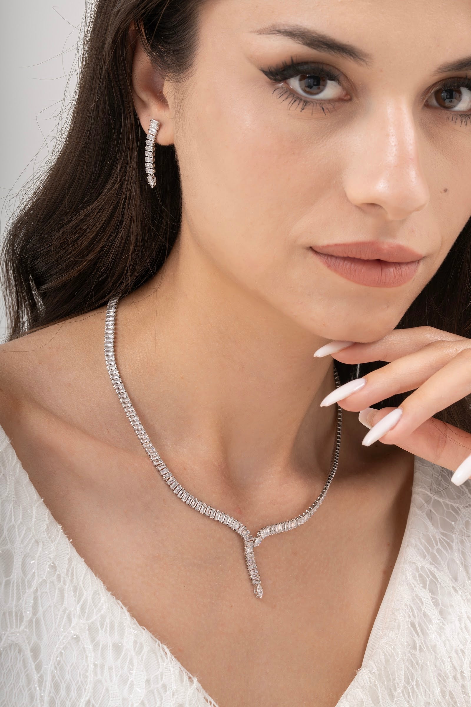 MİREL 7064 Zirkon Taşlı Gelin Seti Fashion Jewelry Set product photo 1