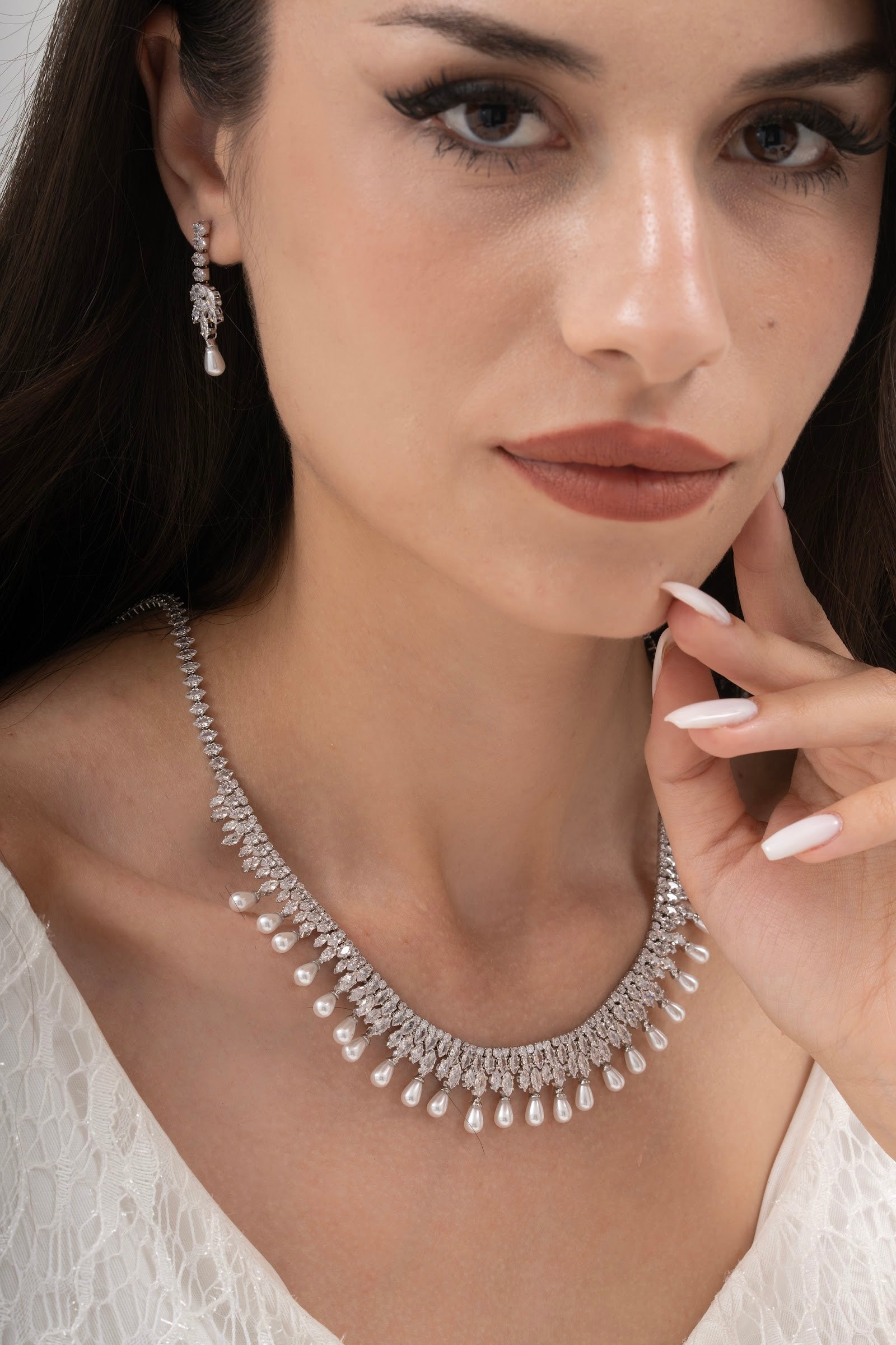MİREL 7150 Zirkon Taşlı Gelin Seti Fashion Jewelry Set product photo 1