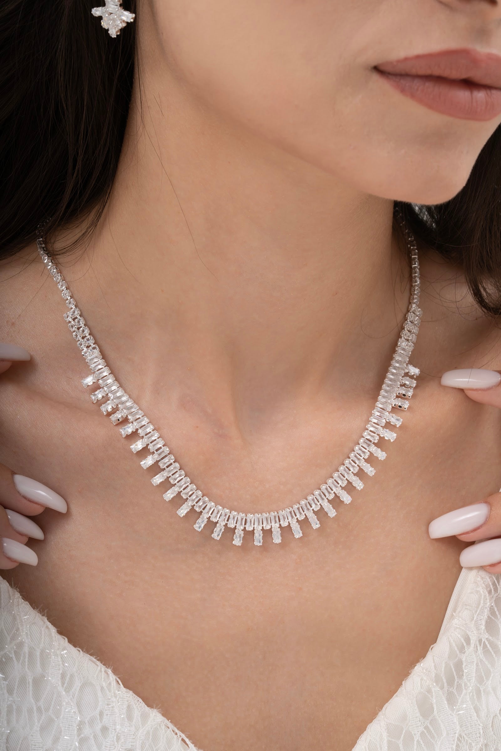 MİREL 7008 Zirkon Taşlı Gelin Seti Fashion Jewelry Set product photo 2