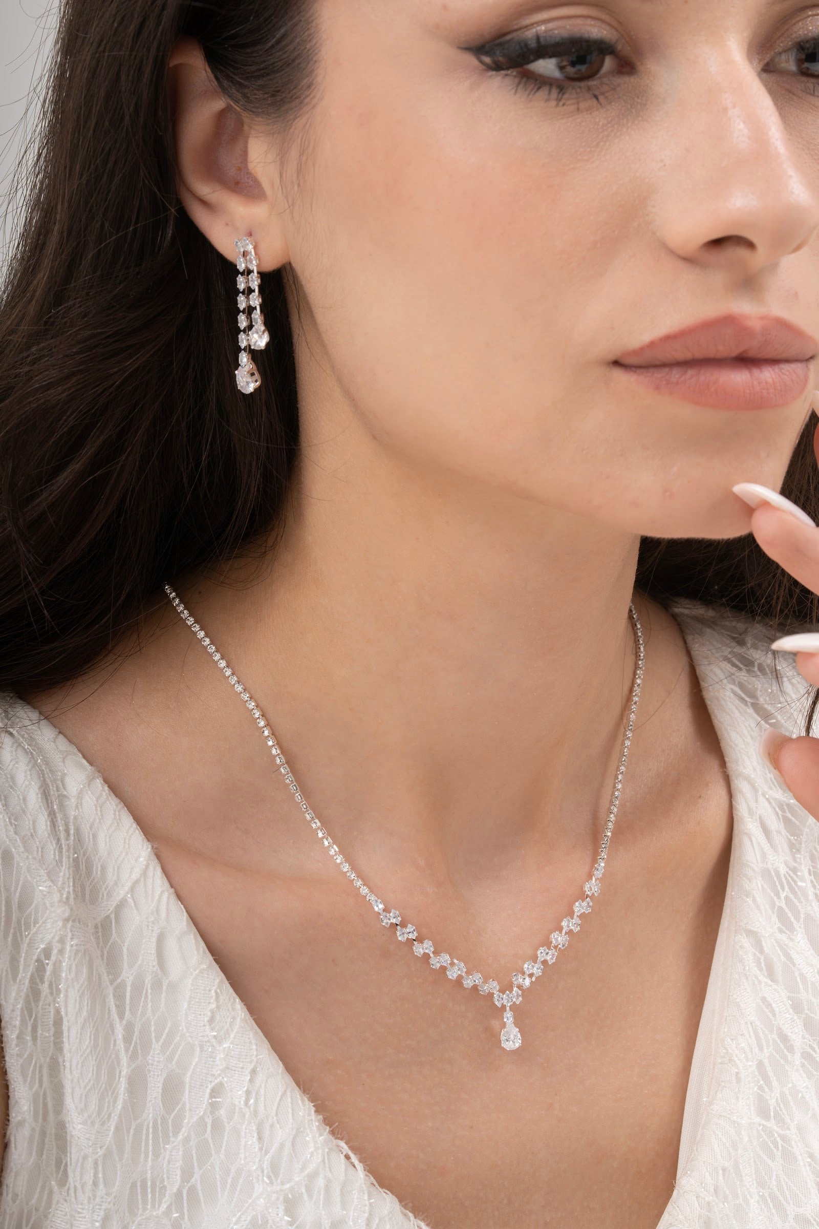 MİREL 7090 Zirkon Taşlı Gelin Seti Fashion Jewelry Set product photo 1