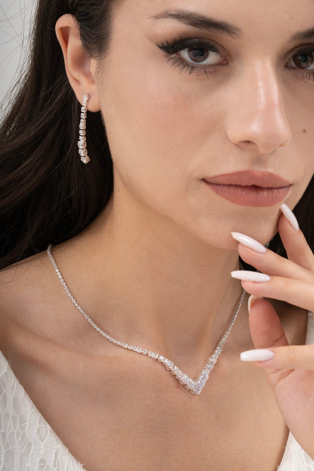 MİREL 7017 Zirkon Taşlı Gelin Seti Fashion Jewelry Set product photo 1