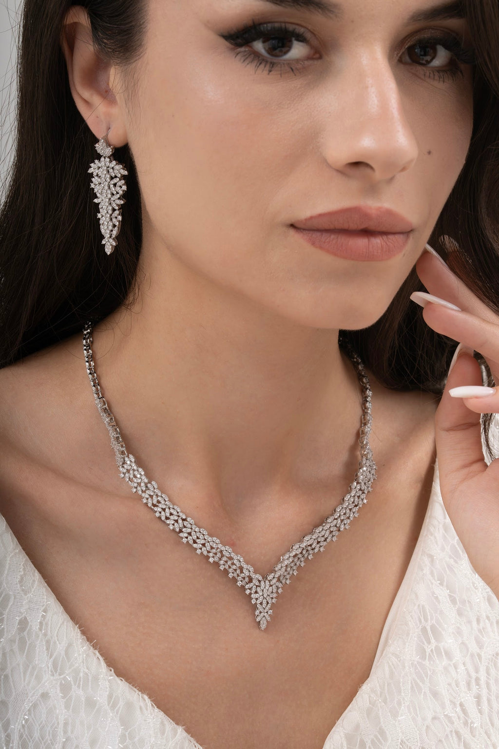 MİREL 7047 Zirkon Taşlı Gelin Seti Fashion Jewelry Set product photo 1