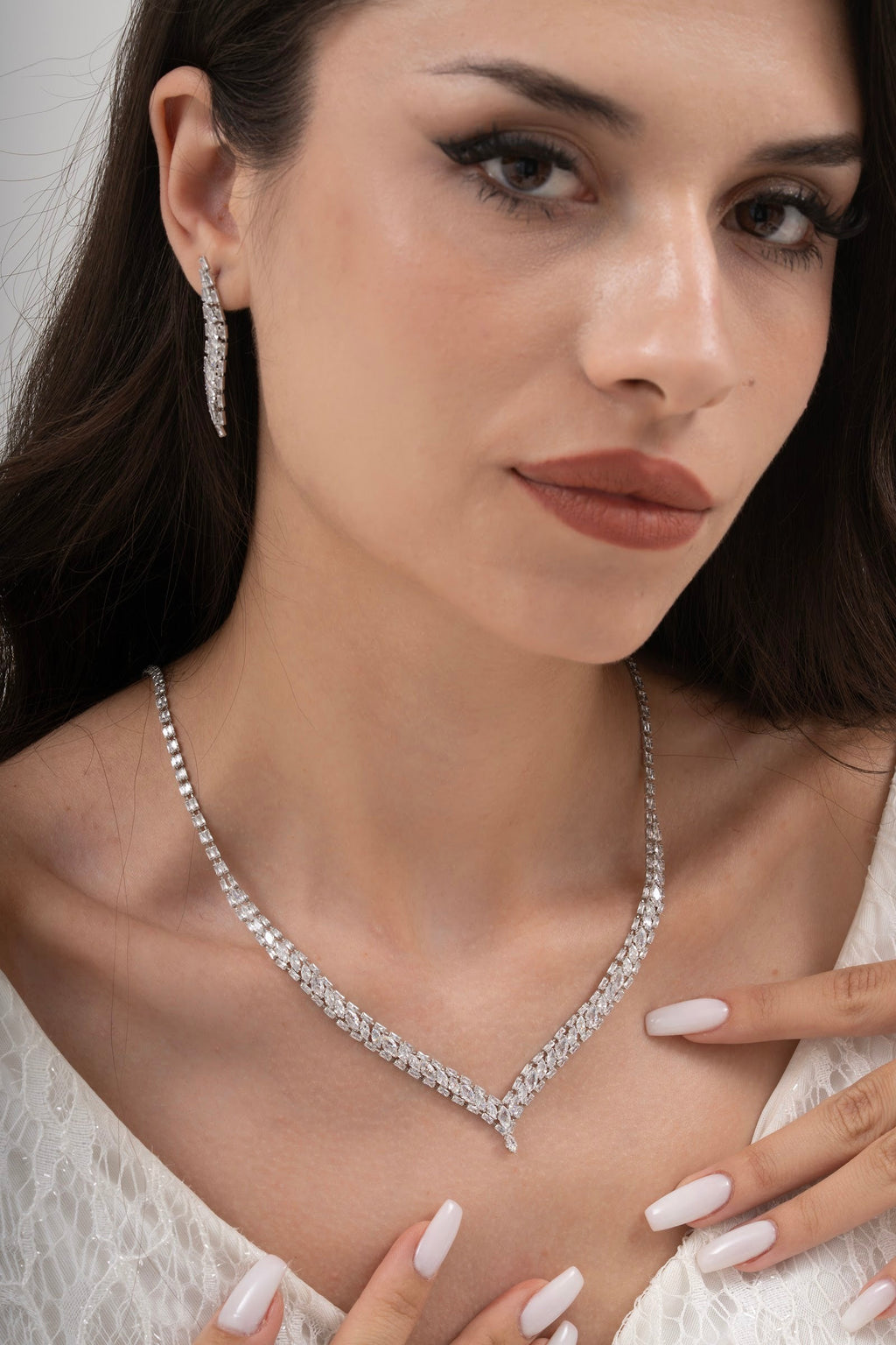 MİREL 7147 Zirkon Taşlı Gelin Seti Fashion Jewelry Set product photo 1