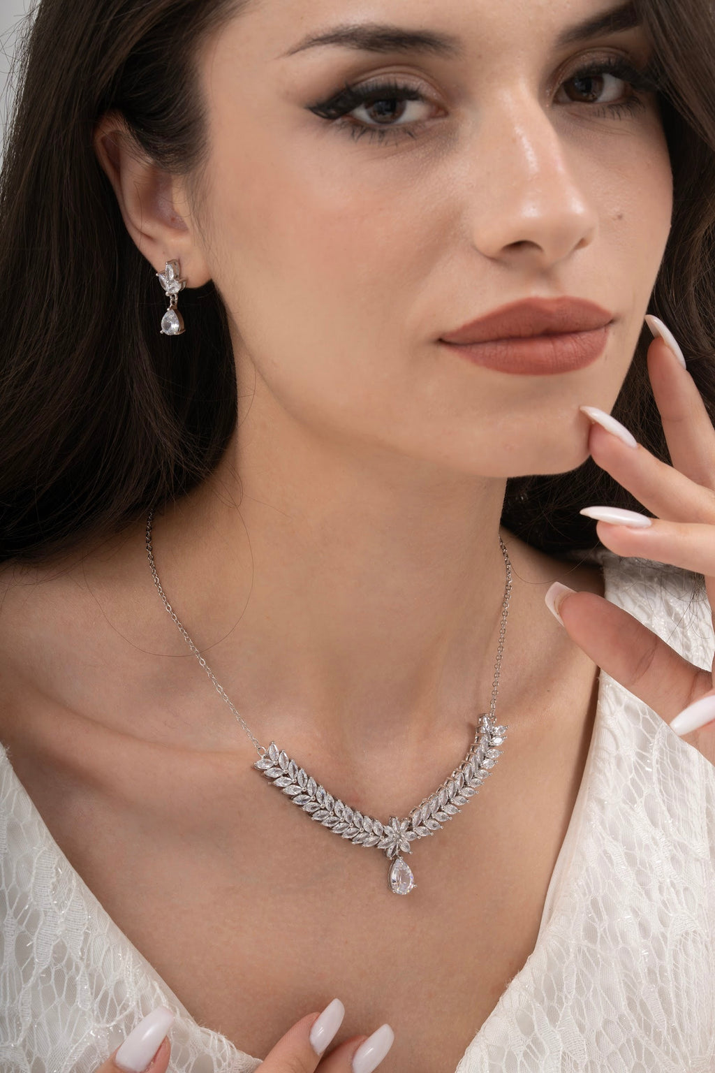 MİREL 7128 Zirkon Taşlı Gelin Seti Fashion Jewelry Set product photo 1