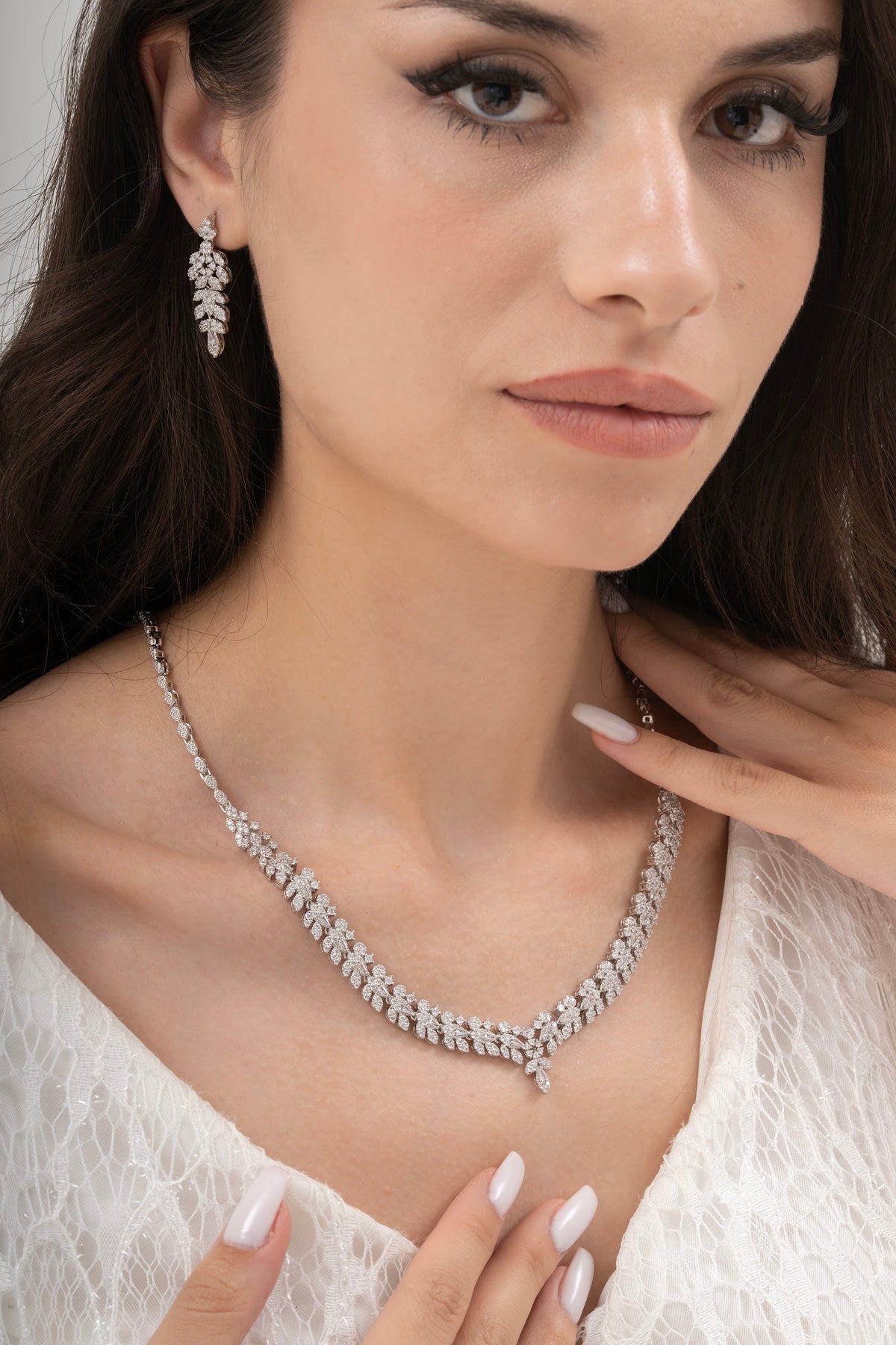 MİREL 7101 Zirkon Taşlı Gelin Seti Fashion Jewelry Set product photo 1