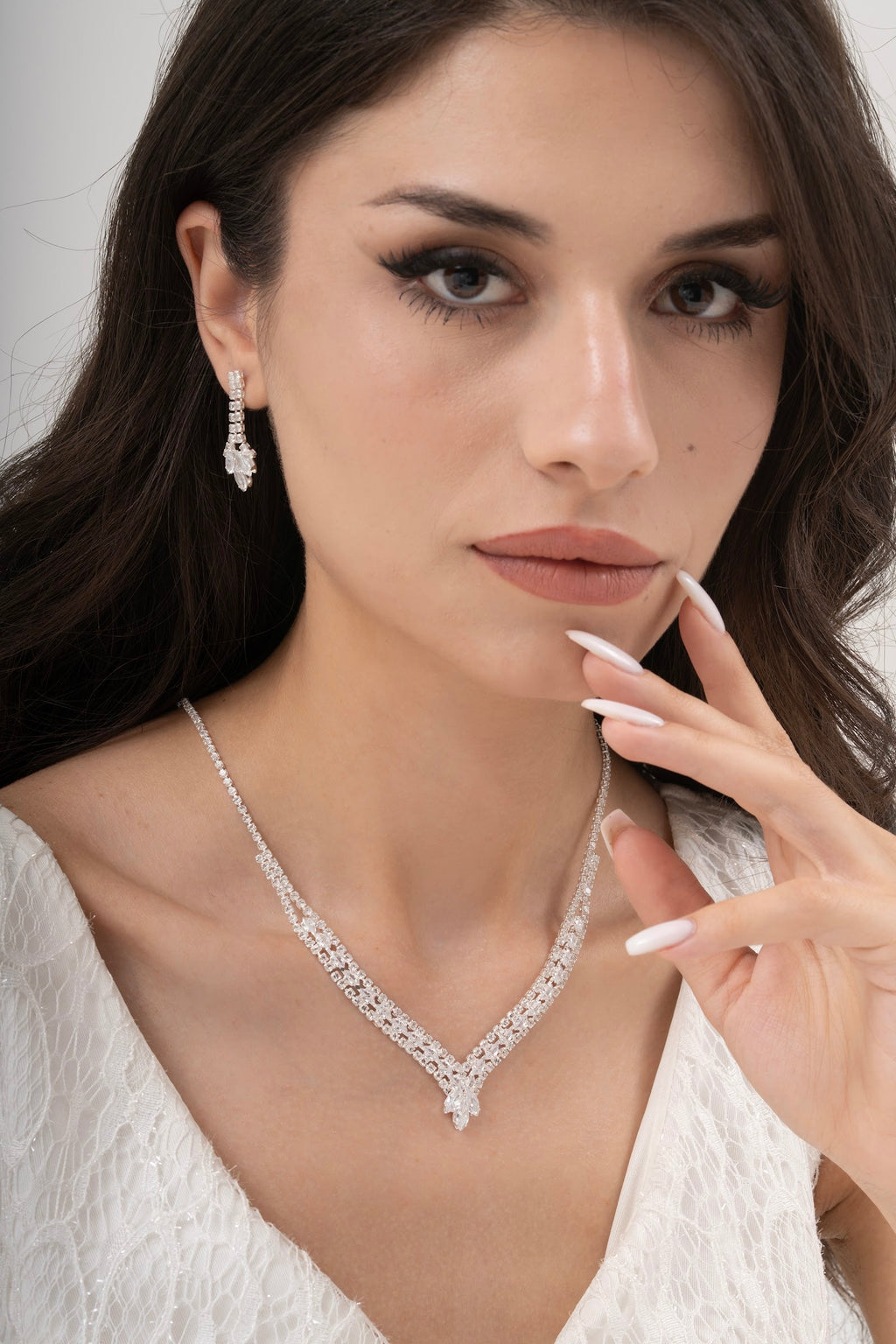 MİREL 7012 Zirkon Taşlı Gelin Seti Fashion Jewelry Set product photo 1