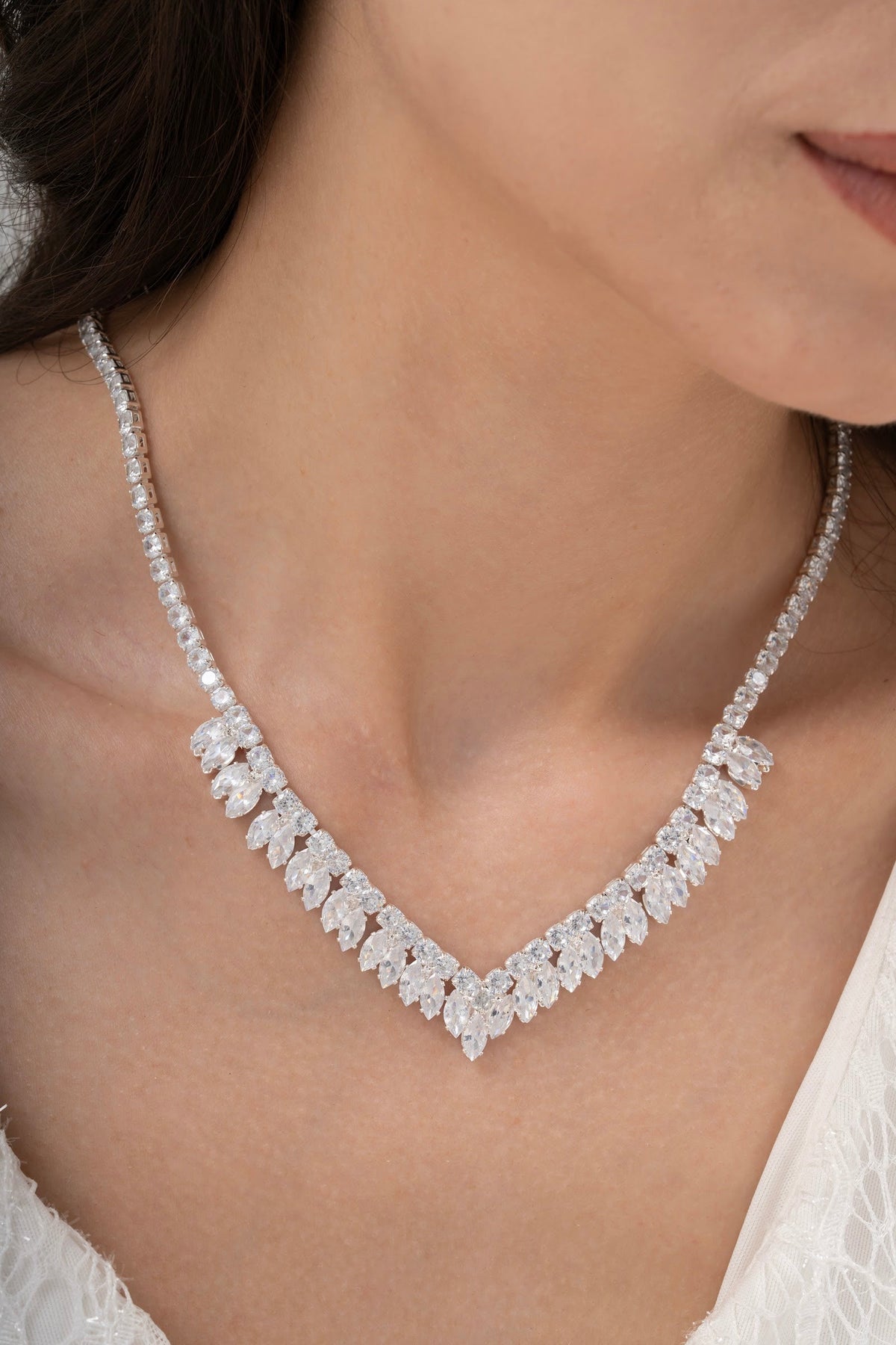 MİREL 7010 Zirkon Taşlı Gelin Seti Fashion Jewelry Set product photo 2