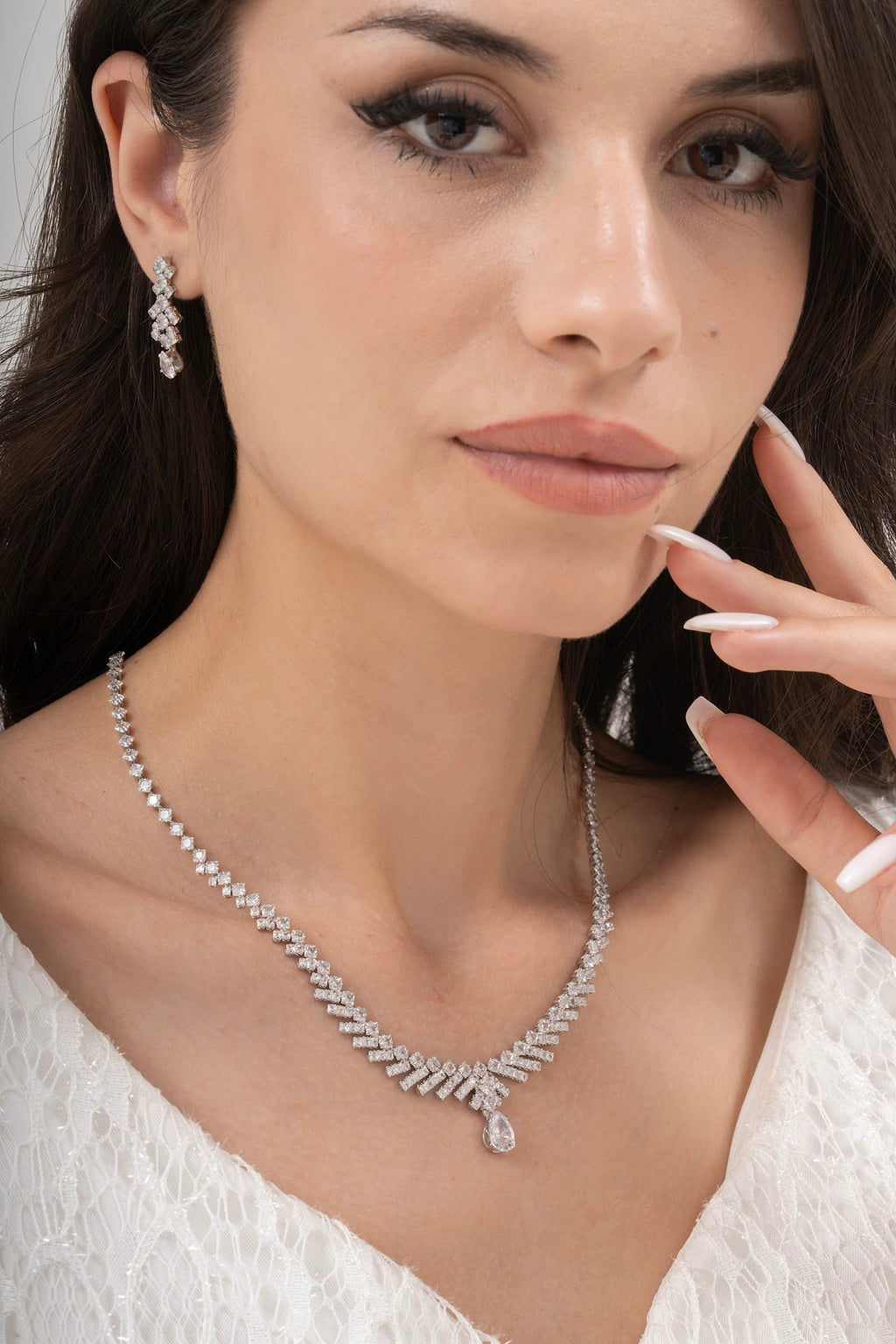 MİREL 7104 Zirkon Taşlı Gelin Seti Fashion Jewelry Set product photo 1