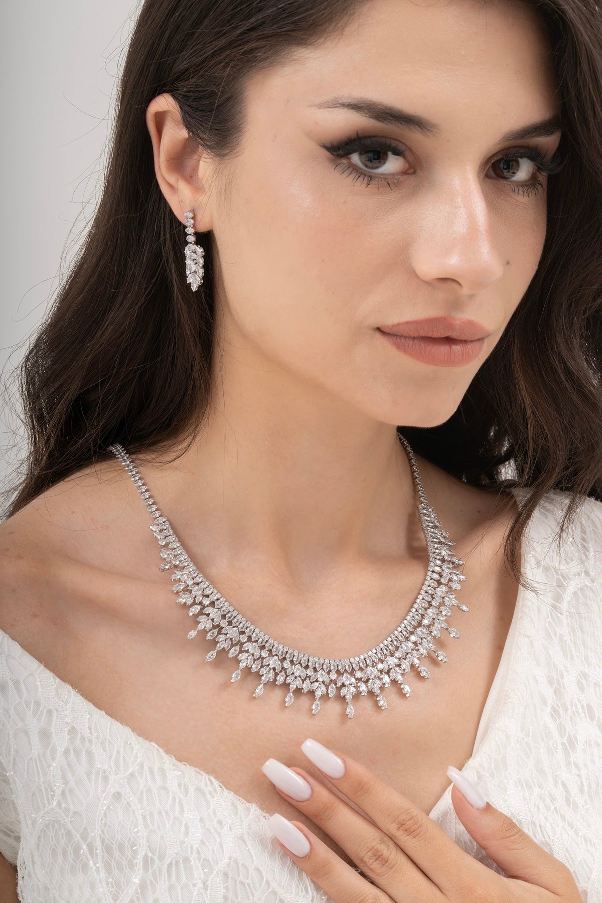 MİREL 7070 Zirkon Taşlı Gelin Seti Fashion Jewelry Set product photo 1