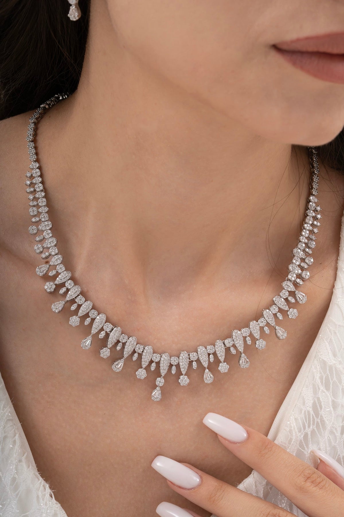 MİREL 7023 Zirkon Taşlı Gelin Seti Fashion Jewelry Set product photo 2