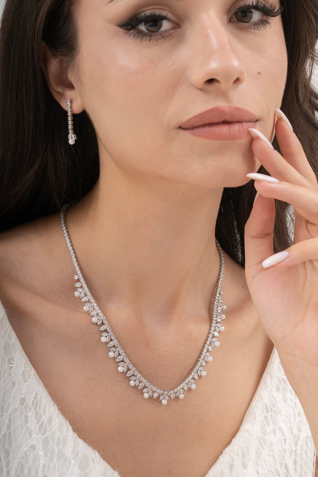 MİREL 7065 Zirkon Taşlı Gelin Seti Fashion Jewelry Set product photo 1