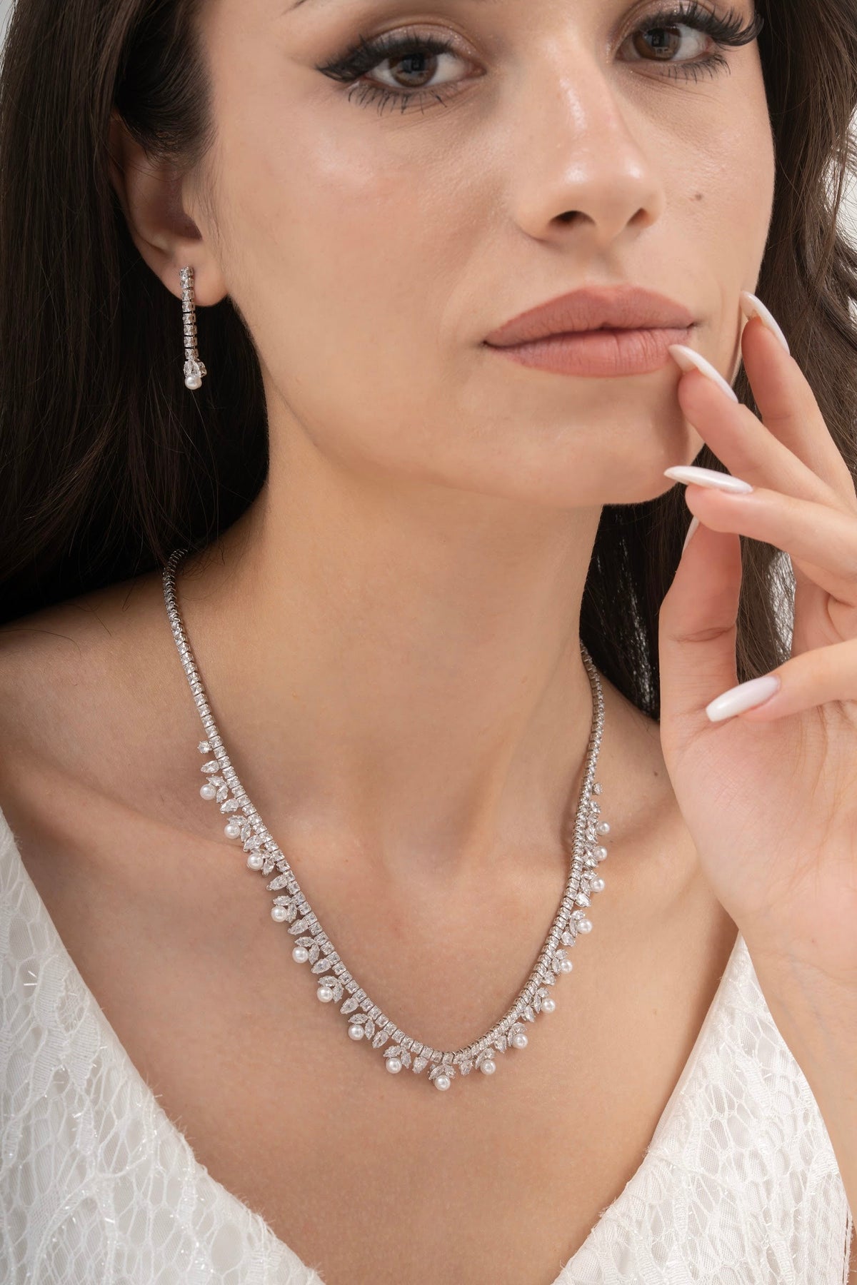 MİREL 7065 Zirkon Taşlı Gelin Seti Fashion Jewelry Set product photo 1