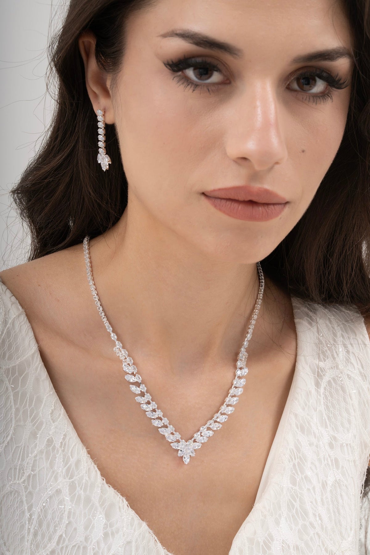 MİREL 7022 Zirkon Taşlı Gelin Seti Fashion Jewelry Set product photo 1