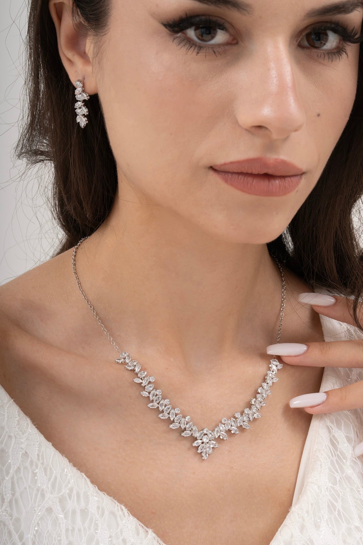MİREL 7034 Zirkon Taşlı Gelin Seti Fashion Jewelry Set product photo 1