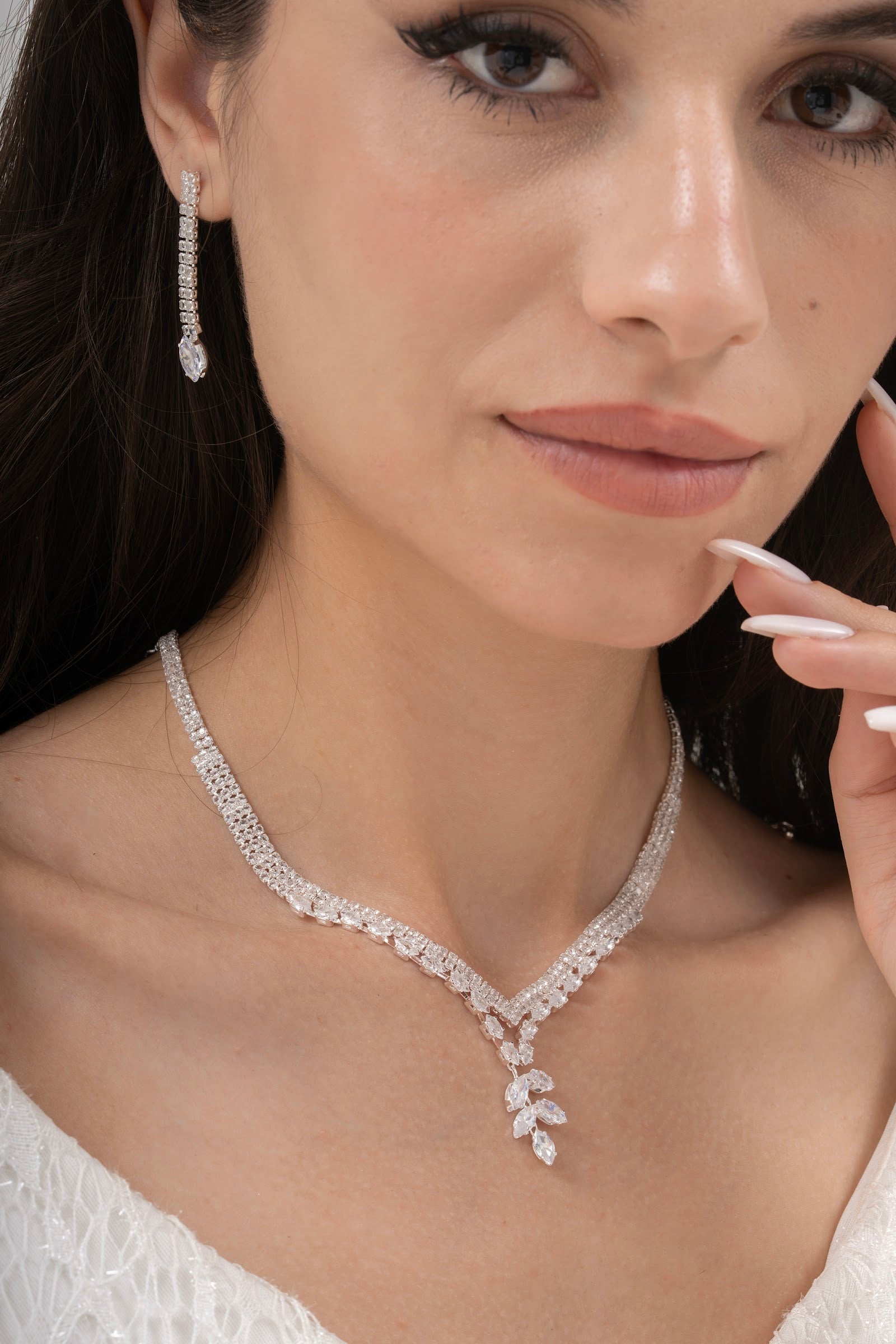 MİREL 7108 Zirkon Taşlı Gelin Seti Fashion Jewelry Set product photo 1