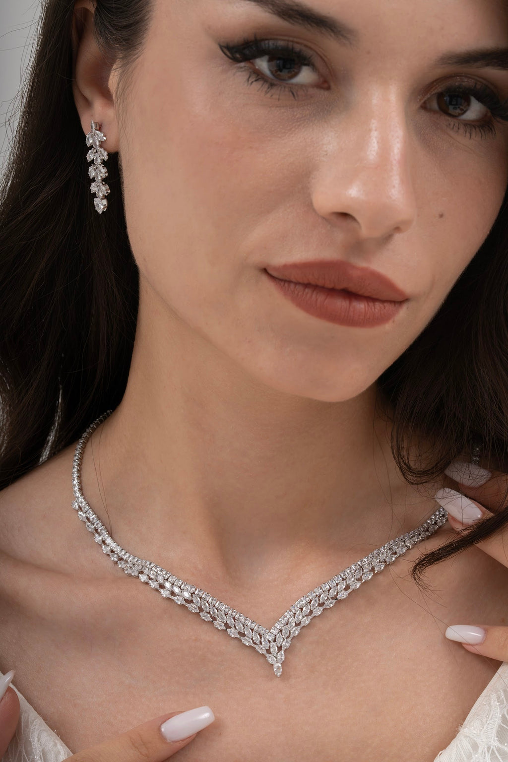 MİREL 7158 Zirkon Taşlı Gelin Seti Fashion Jewelry Set product photo 1