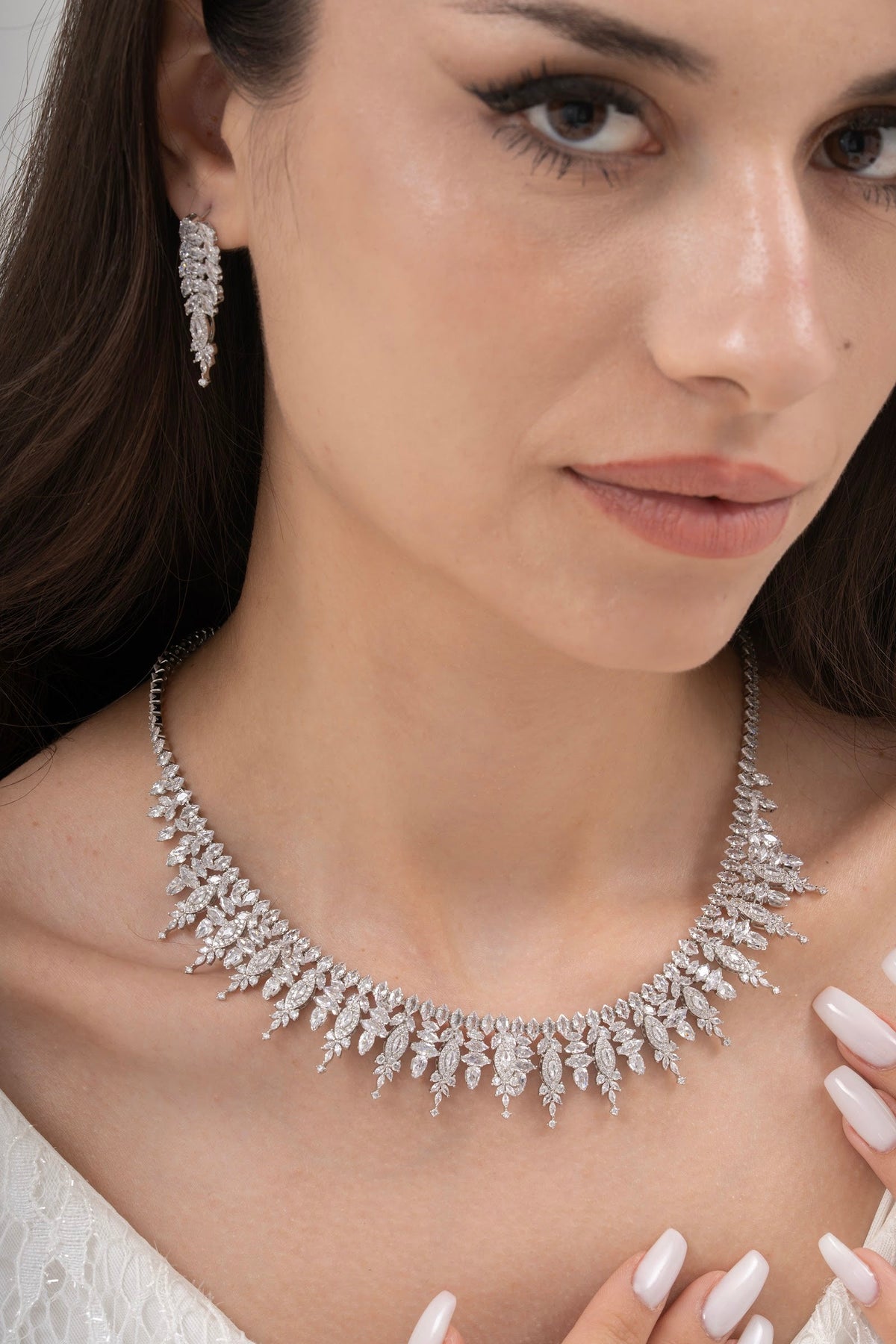 MİREL 7078 Zirkon Taşlı Gelin Seti Fashion Jewelry Set product photo 1