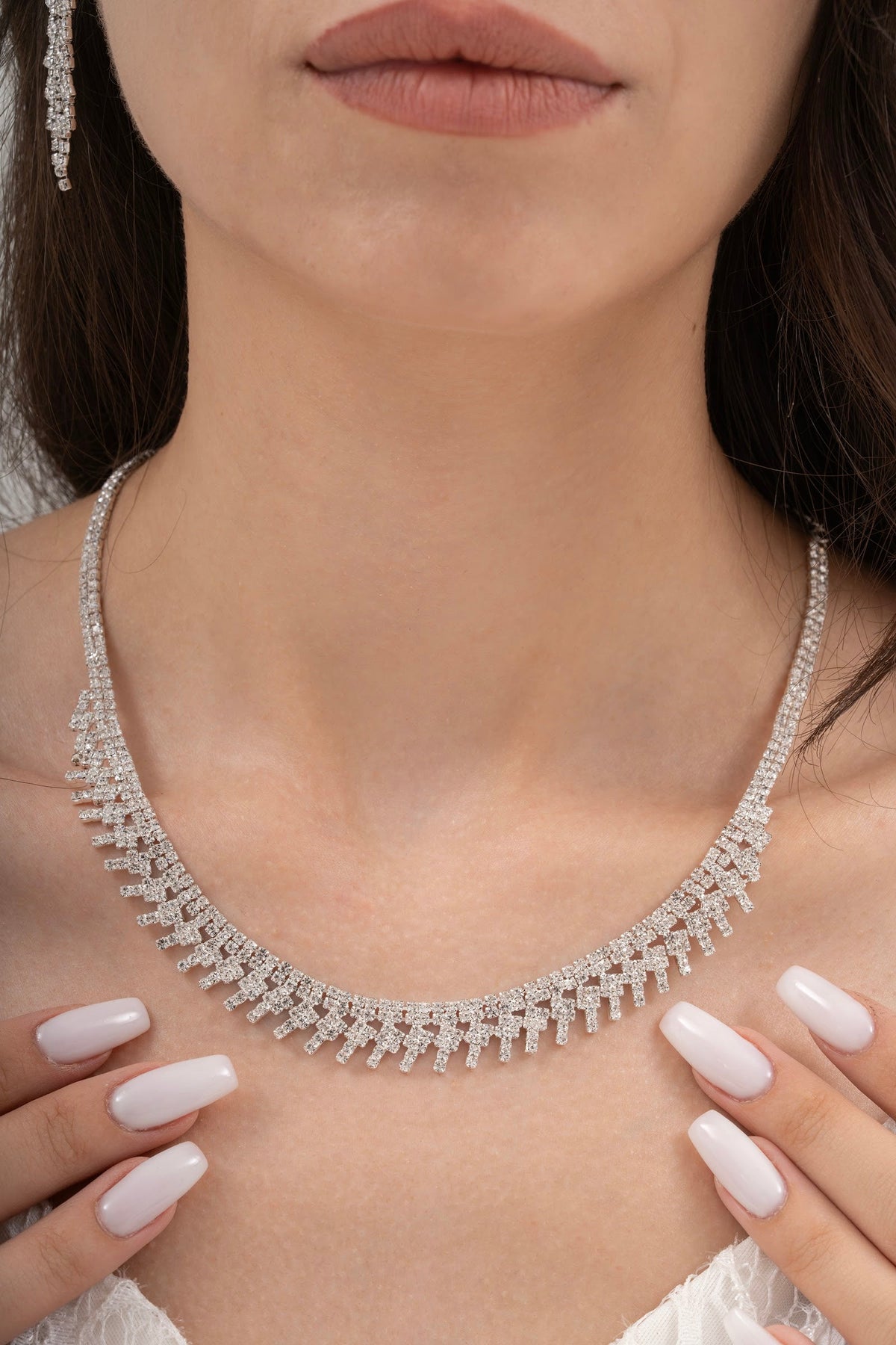 MİREL 7060 Zirkon Taşlı Gelin Seti Fashion Jewelry Set product photo 2