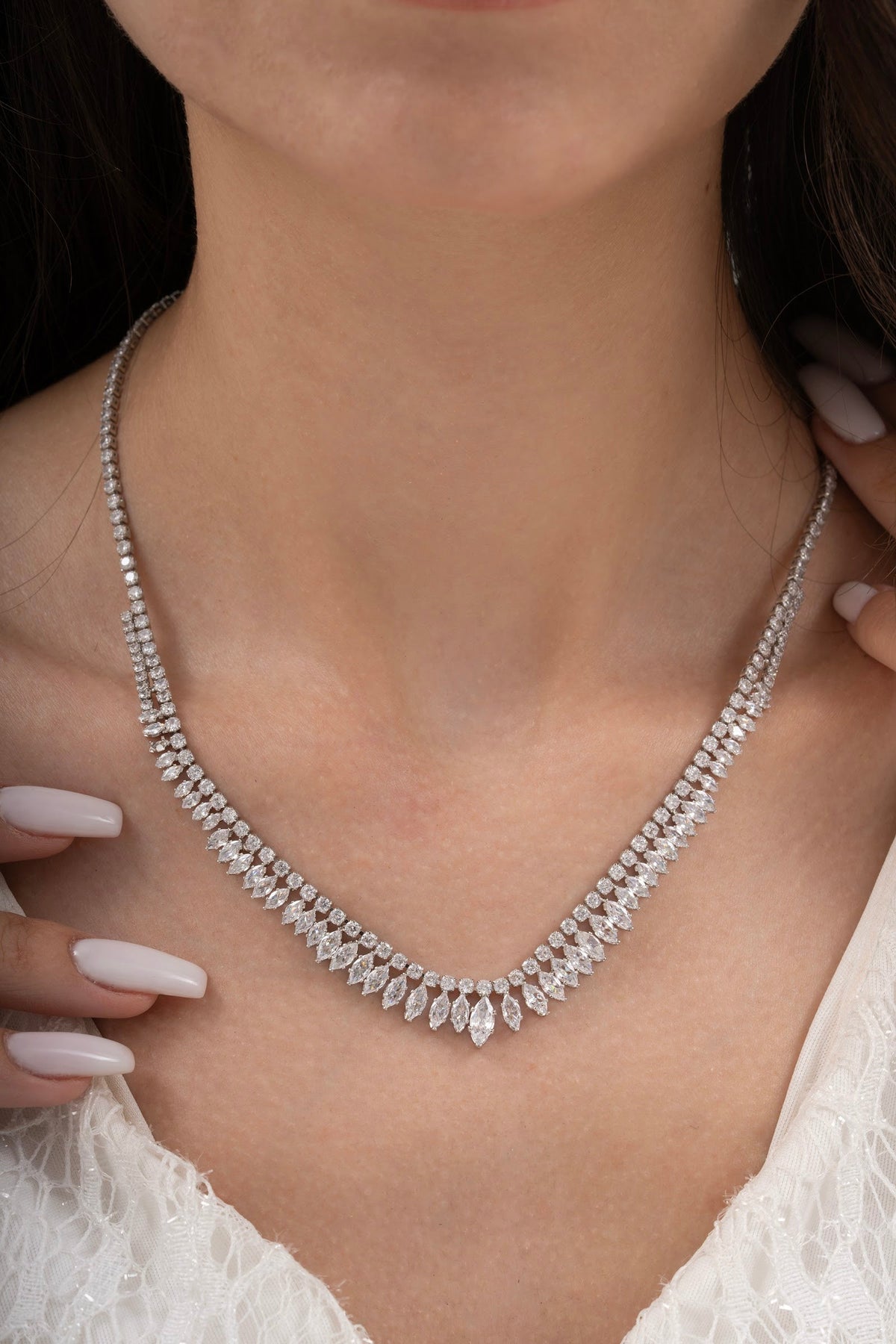 MİREL 7119 Zirkon Taşlı Gelin Seti Fashion Jewelry Set product photo 2