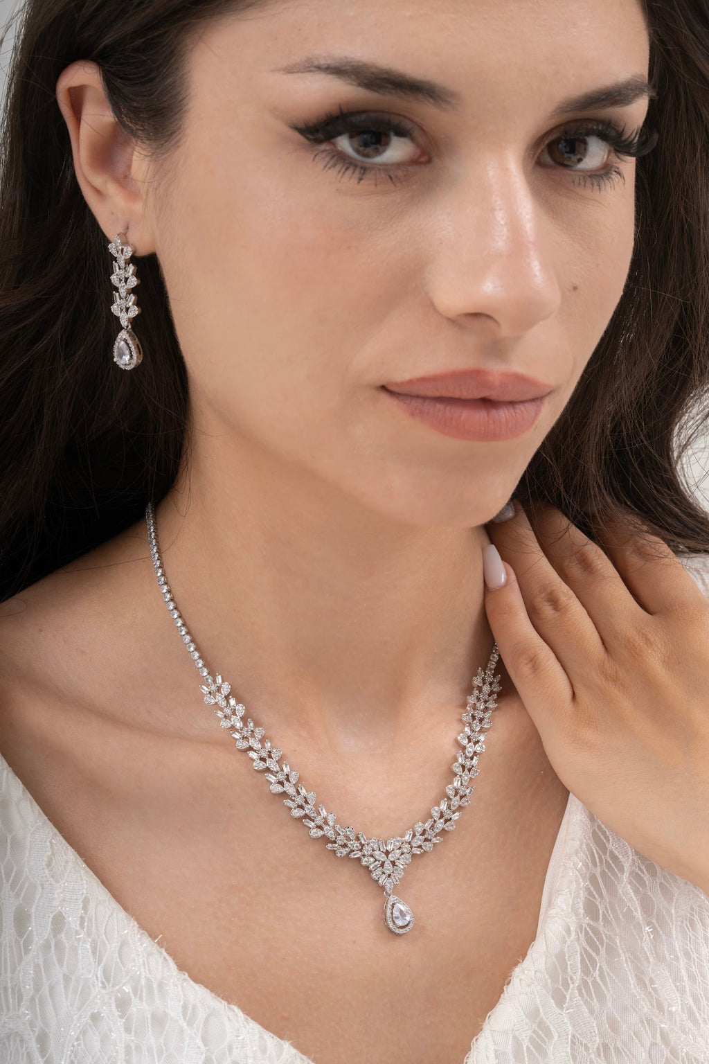 MİREL 7083 Zirkon Taşlı Gelin Seti Fashion Jewelry Set product photo 1