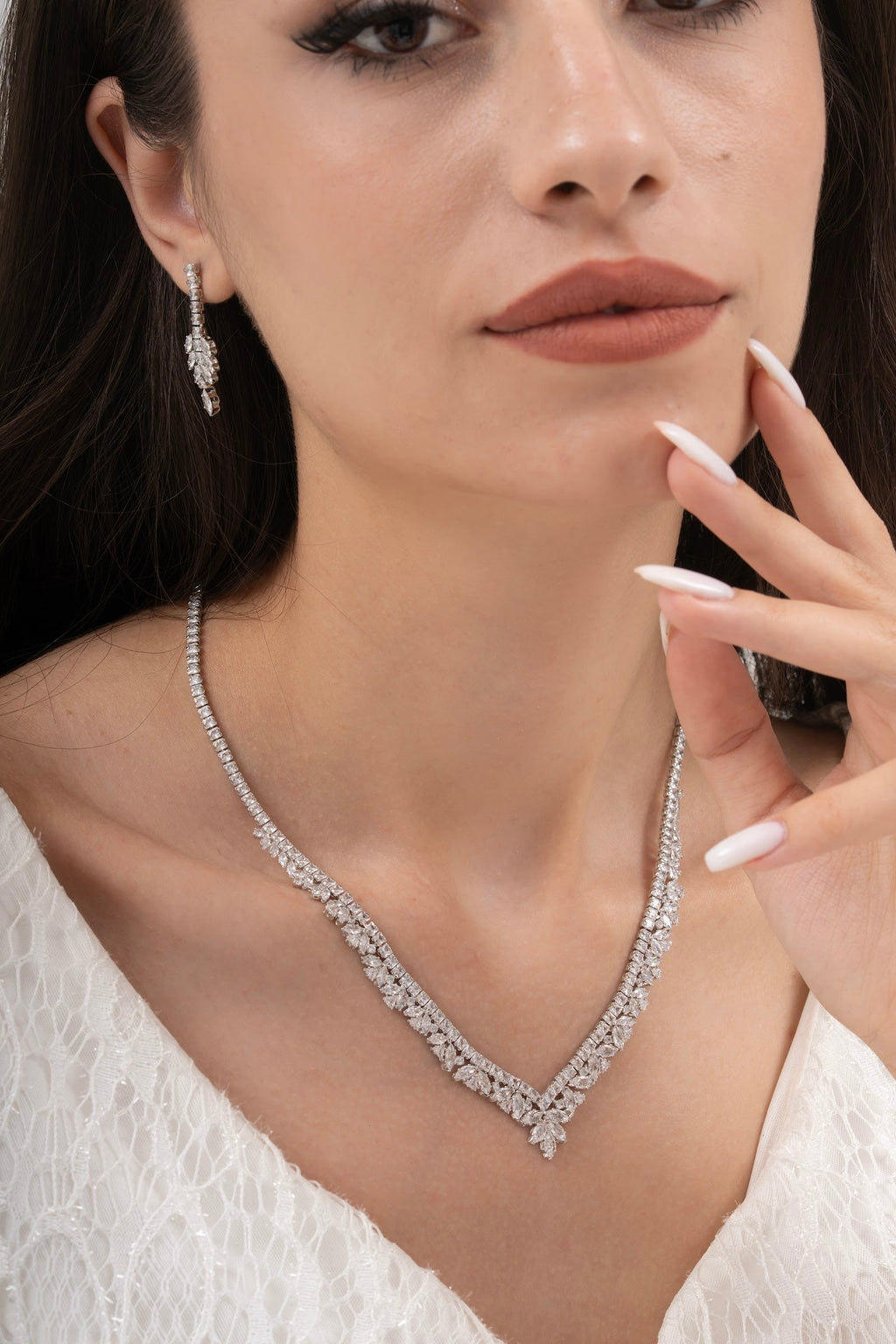 MİREL 7149 Zirkon Taşlı Gelin Seti Fashion Jewelry Set product photo 1