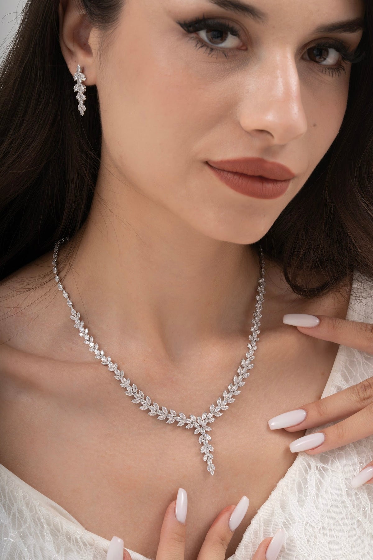 MİREL 7127 Zirkon Taşlı Gelin Seti Fashion Jewelry Set product photo 1