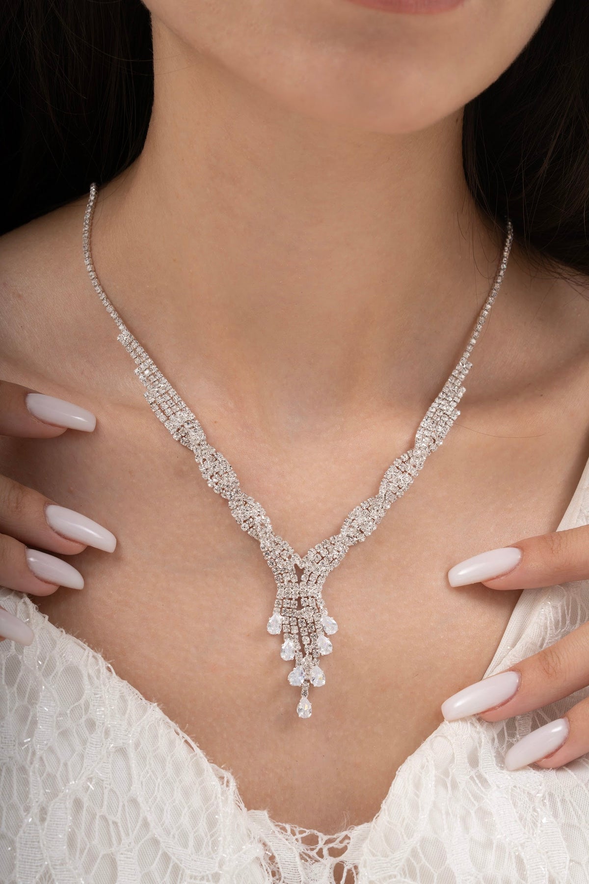 MİREL 7113 Zirkon Taşlı Gelin Seti Fashion Jewelry Set product photo 2