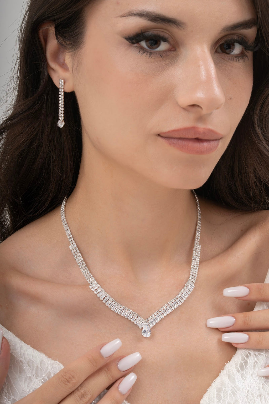 MİREL 7102 Zirkon Taşlı Gelin Seti Fashion Jewelry Set product photo 1