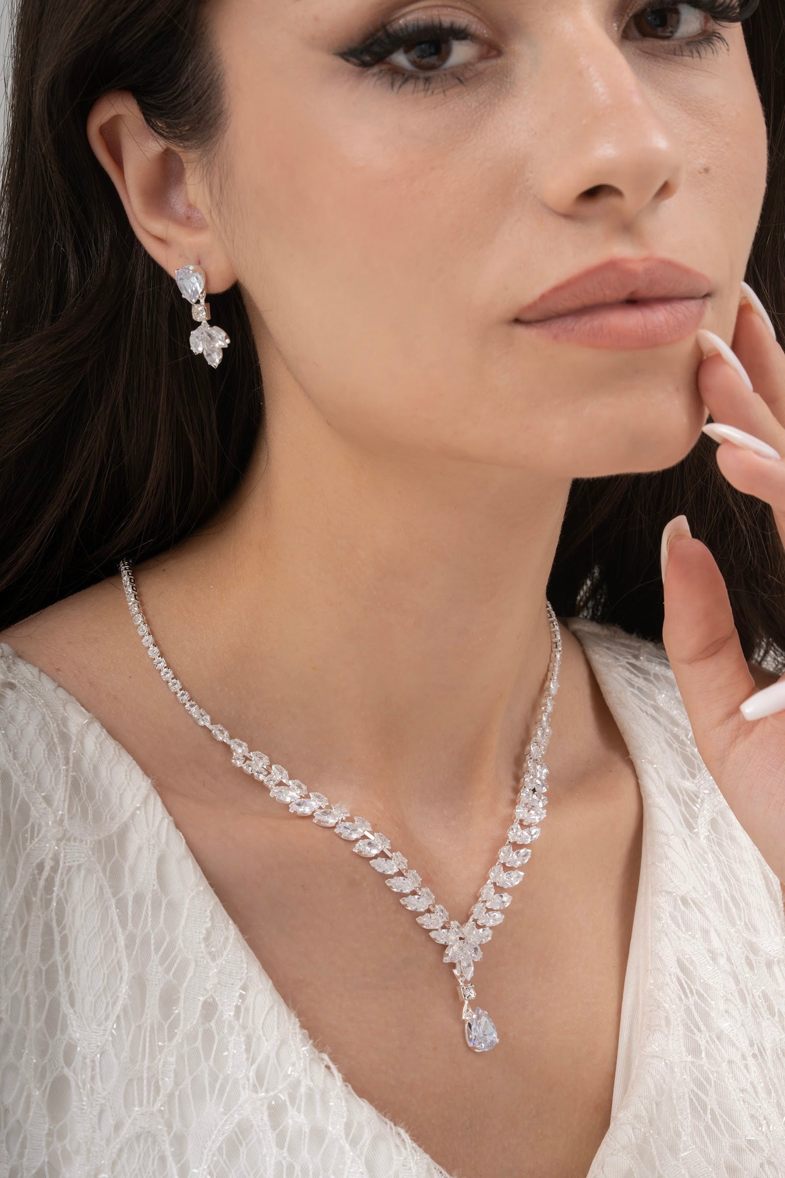 MİREL 7105 Zirkon Taşlı Gelin Seti Fashion Jewelry Set product photo 1