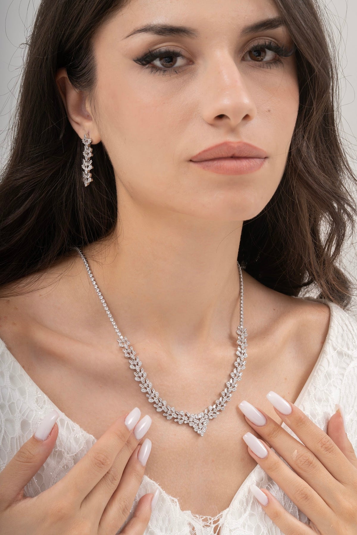 MİREL 7091 Zirkon Taşlı Gelin Seti Fashion Jewelry Set product photo 1