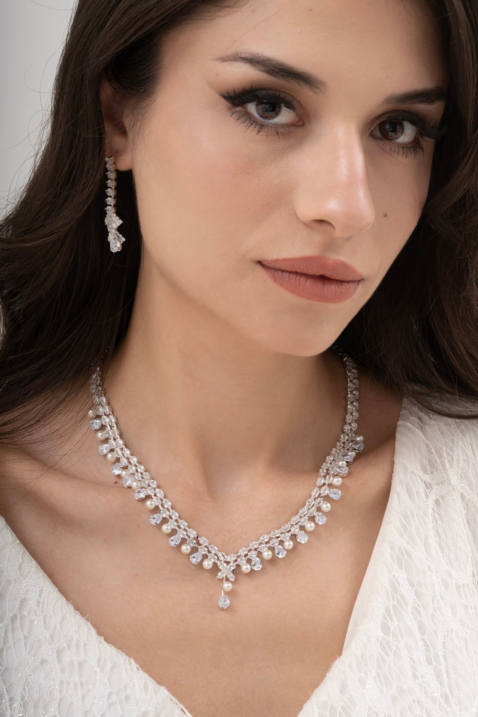 MİREL 7014 Zirkon Taşlı Gelin Seti Fashion Jewelry Set product photo 1