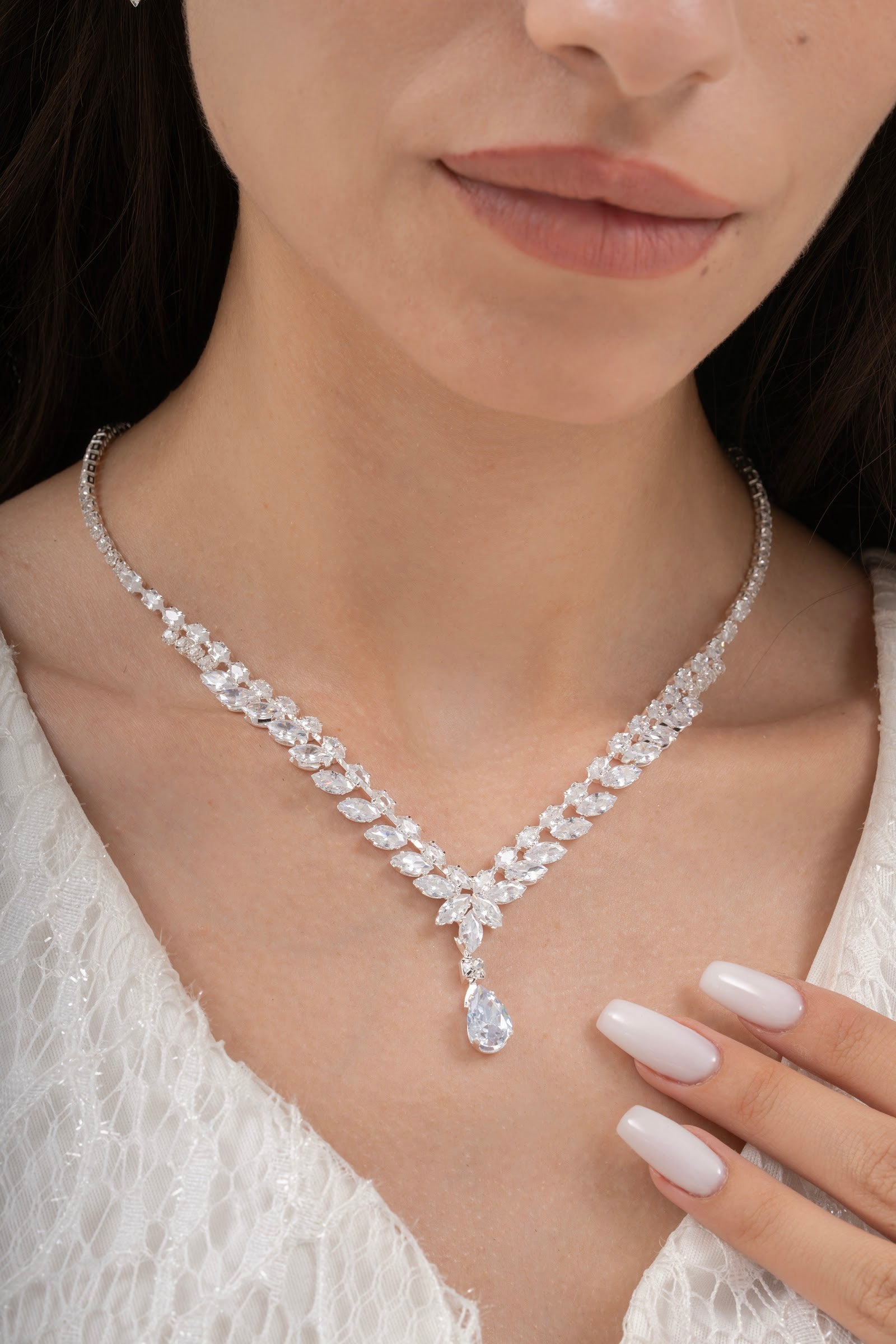 MİREL 7105 Zirkon Taşlı Gelin Seti Fashion Jewelry Set product photo 2
