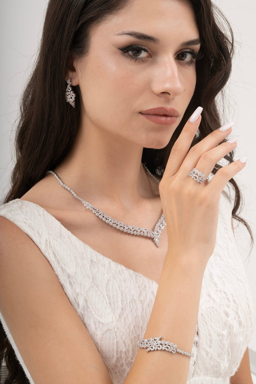 MİREL 7053 Zirkon Taşlı Gelin Seti Fashion Jewelry Set product photo 1