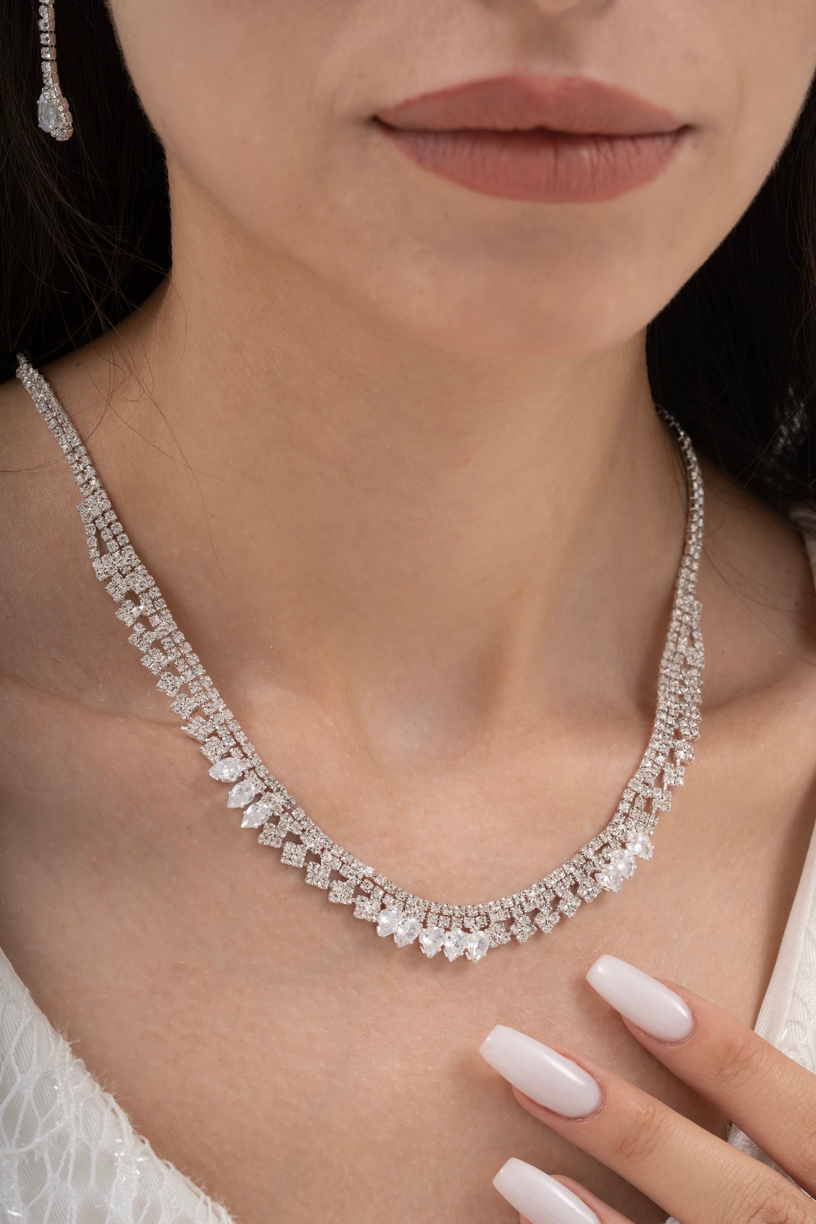MİREL 7019 Zirkon Taşlı Gelin Seti Fashion Jewelry Set product photo 2