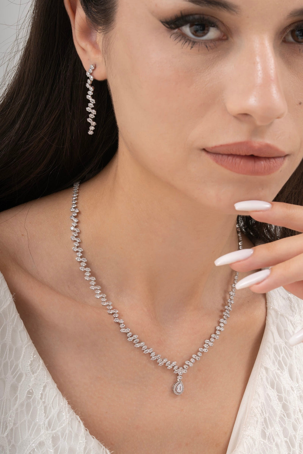 MİREL 7062 Zirkon Taşlı Gelin Seti Fashion Jewelry Set product photo 1