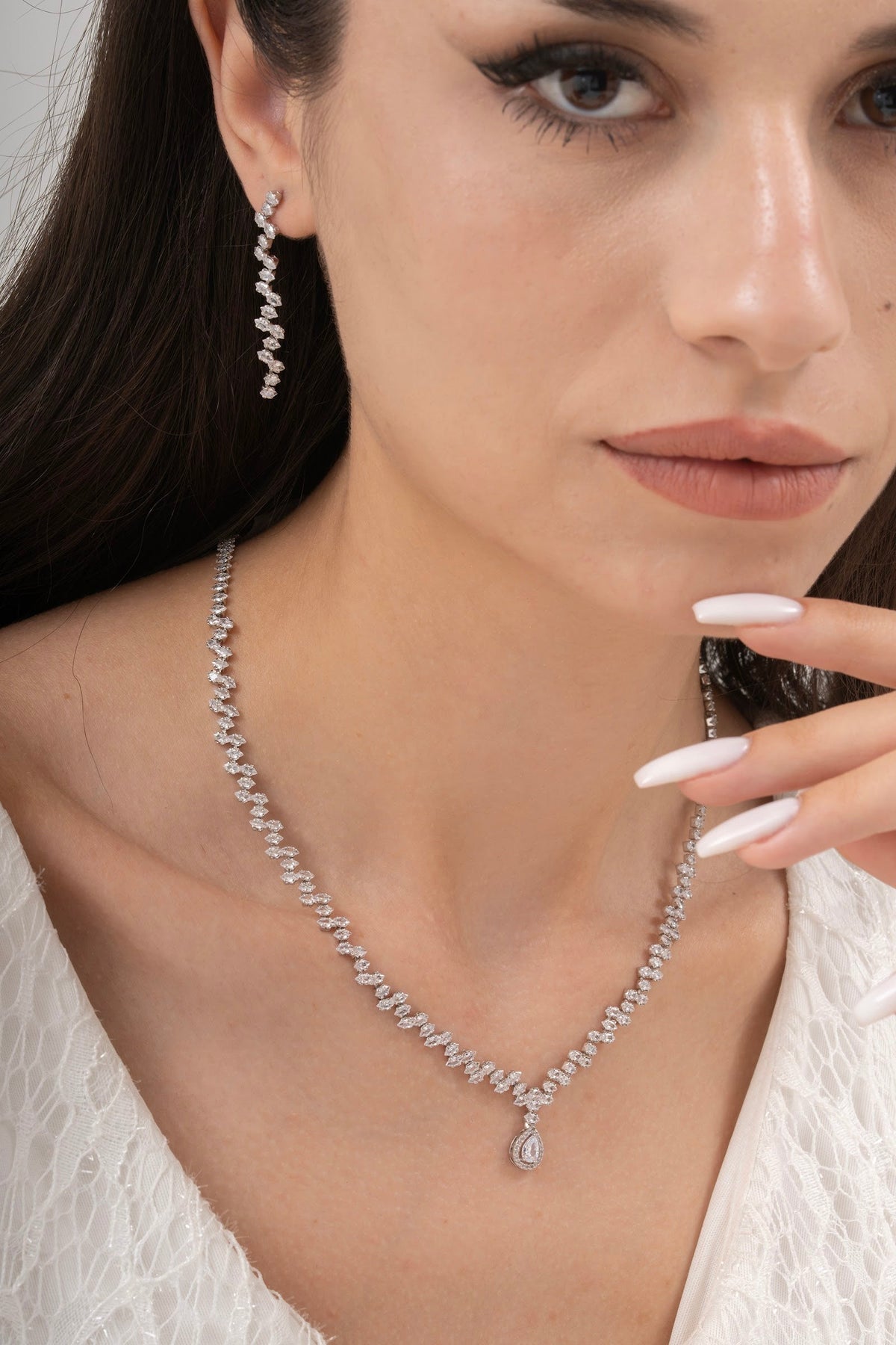 MİREL 7062 Zirkon Taşlı Gelin Seti Fashion Jewelry Set product photo 1