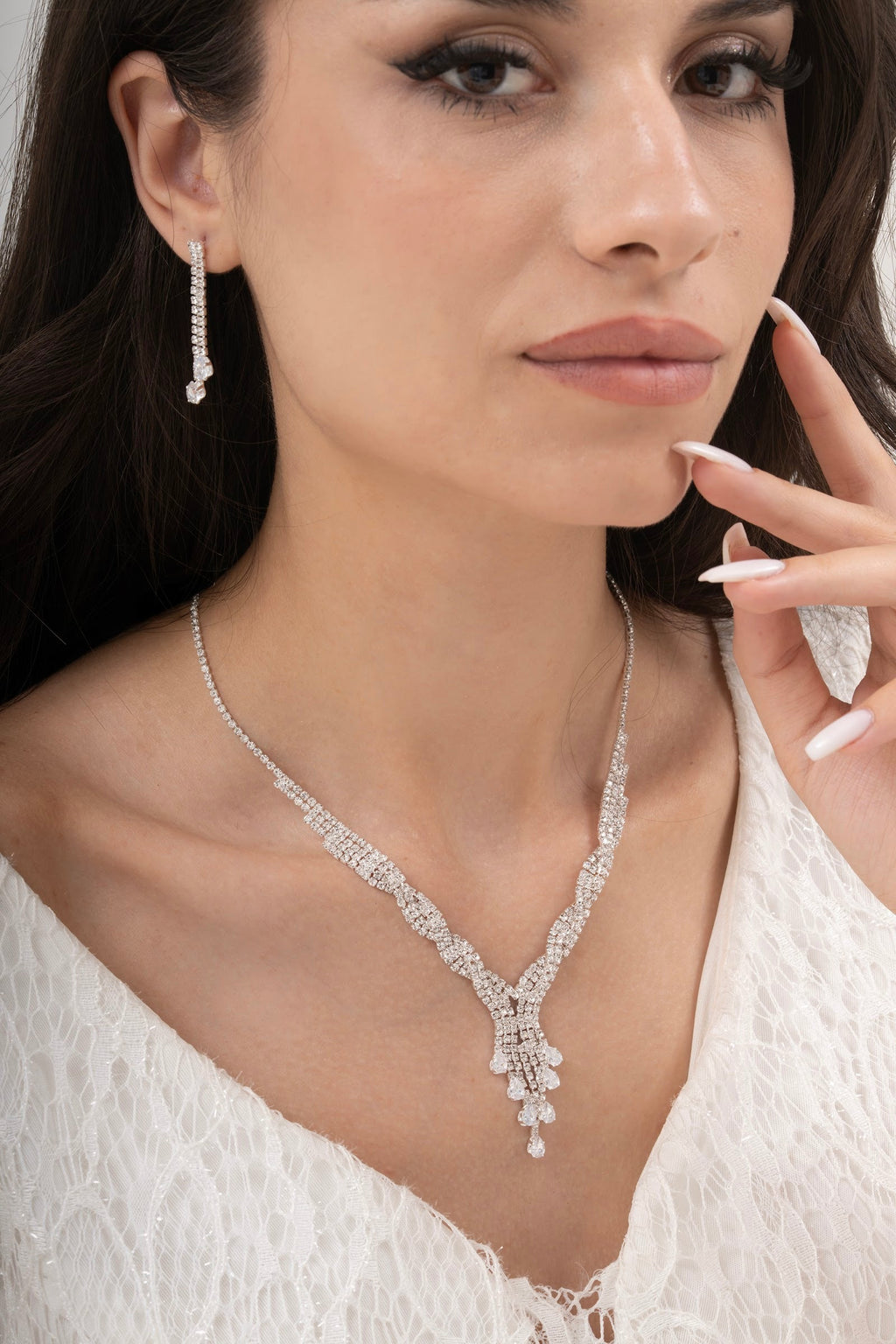 MİREL 7113 Zirkon Taşlı Gelin Seti Fashion Jewelry Set product photo 1