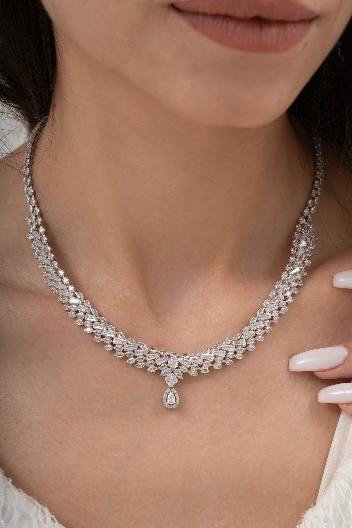 MİREL 7035 Zirkon Taşlı Gelin Seti Fashion Jewelry Set product photo 2