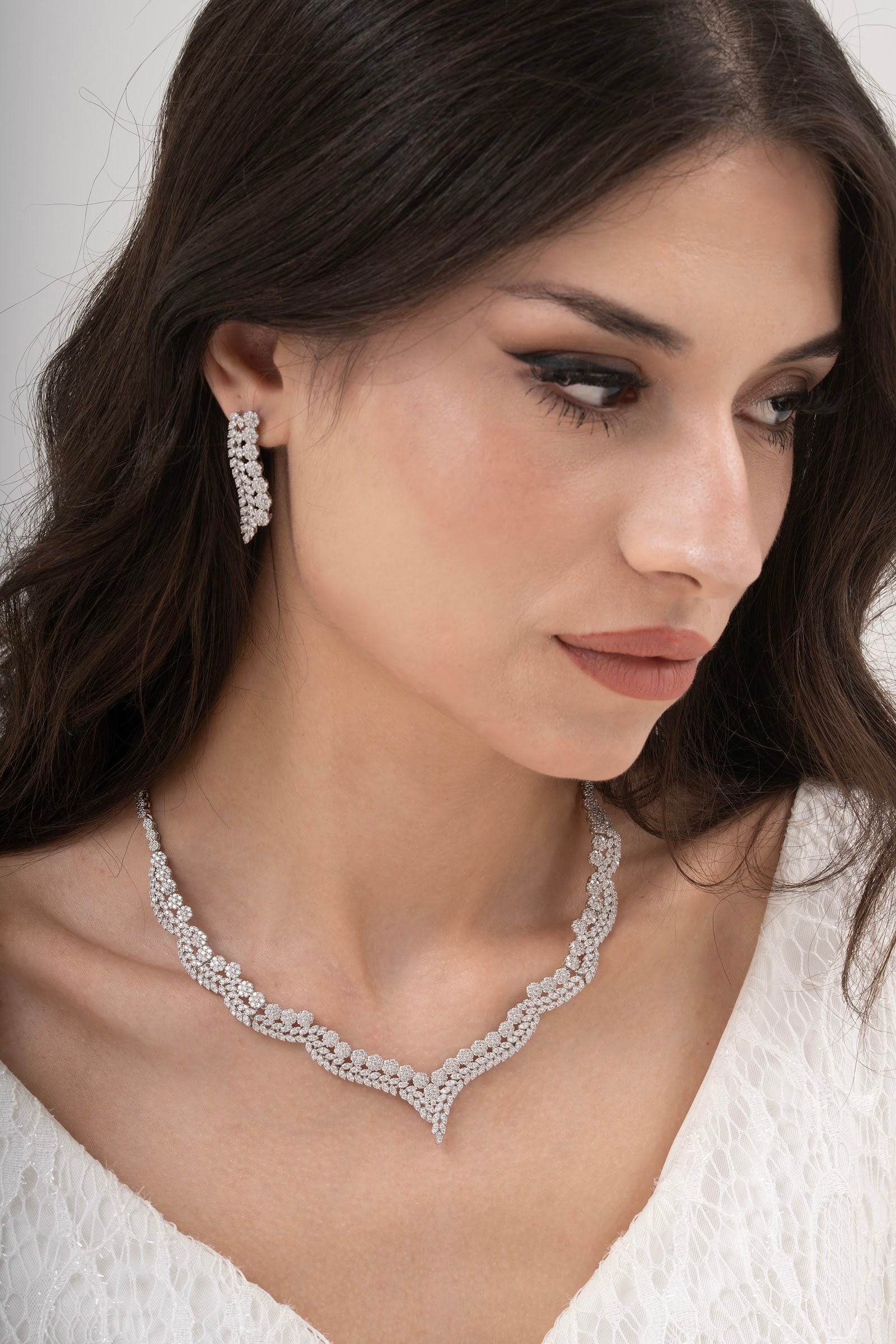 MİREL 7006 Zirkon Taşlı Gelin Seti Fashion Jewelry Set product photo 1