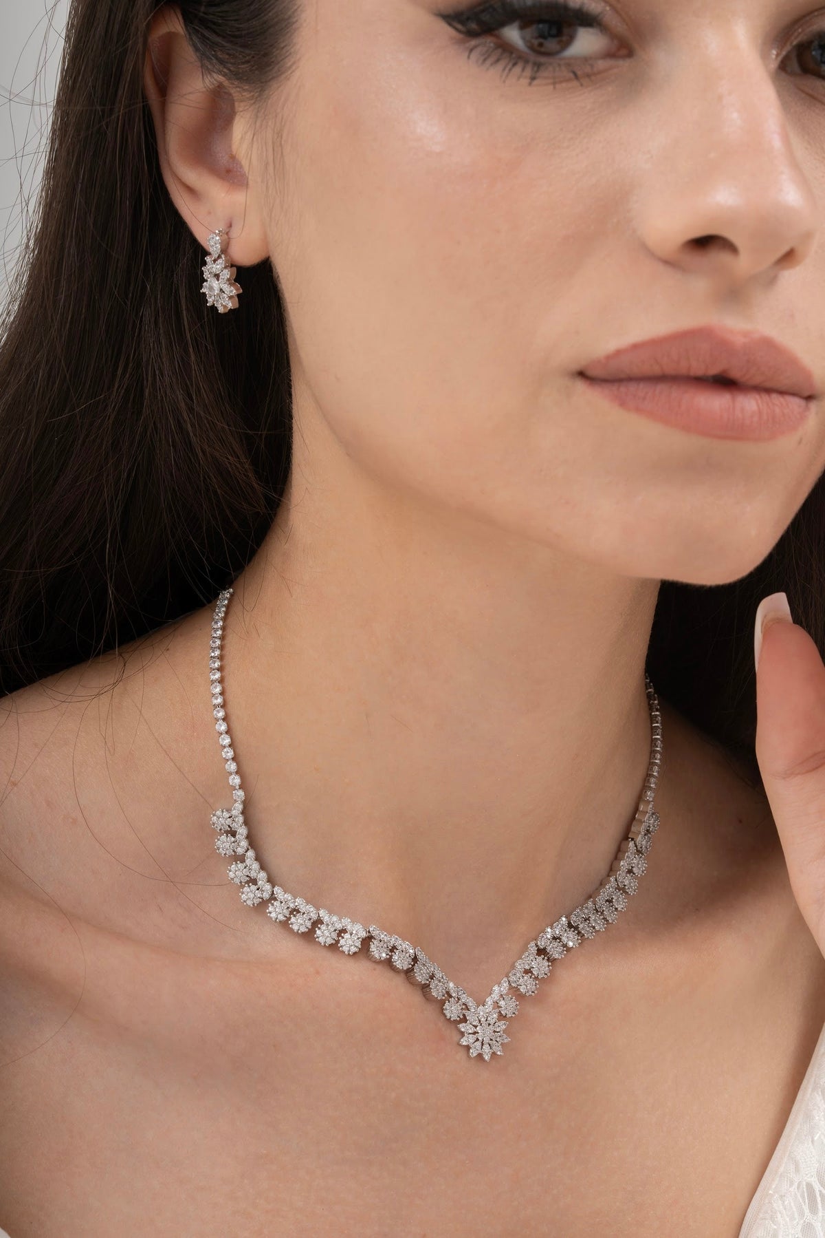 MİREL 7072 Zirkon Taşlı Gelin Seti Fashion Jewelry Set product photo 1