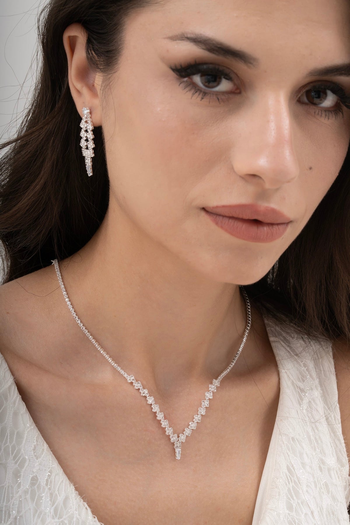 MİREL 7021 Zirkon Taşlı Gelin Seti Fashion Jewelry Set product photo 1